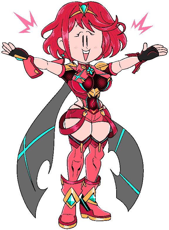 1girls 2023 5_fingers arms_up crown female female_only fingerless_gloves funnyhoohooman girl girl_only happy happy_female human human_female human_only jewelry light-skinned_female light_skin nintendo not_porn open_mouth pyra pyra_(xenoblade) red_hair sfw short_hair solo solo_female solo_focus tiny_eyes wholesome xenoblade_(series)