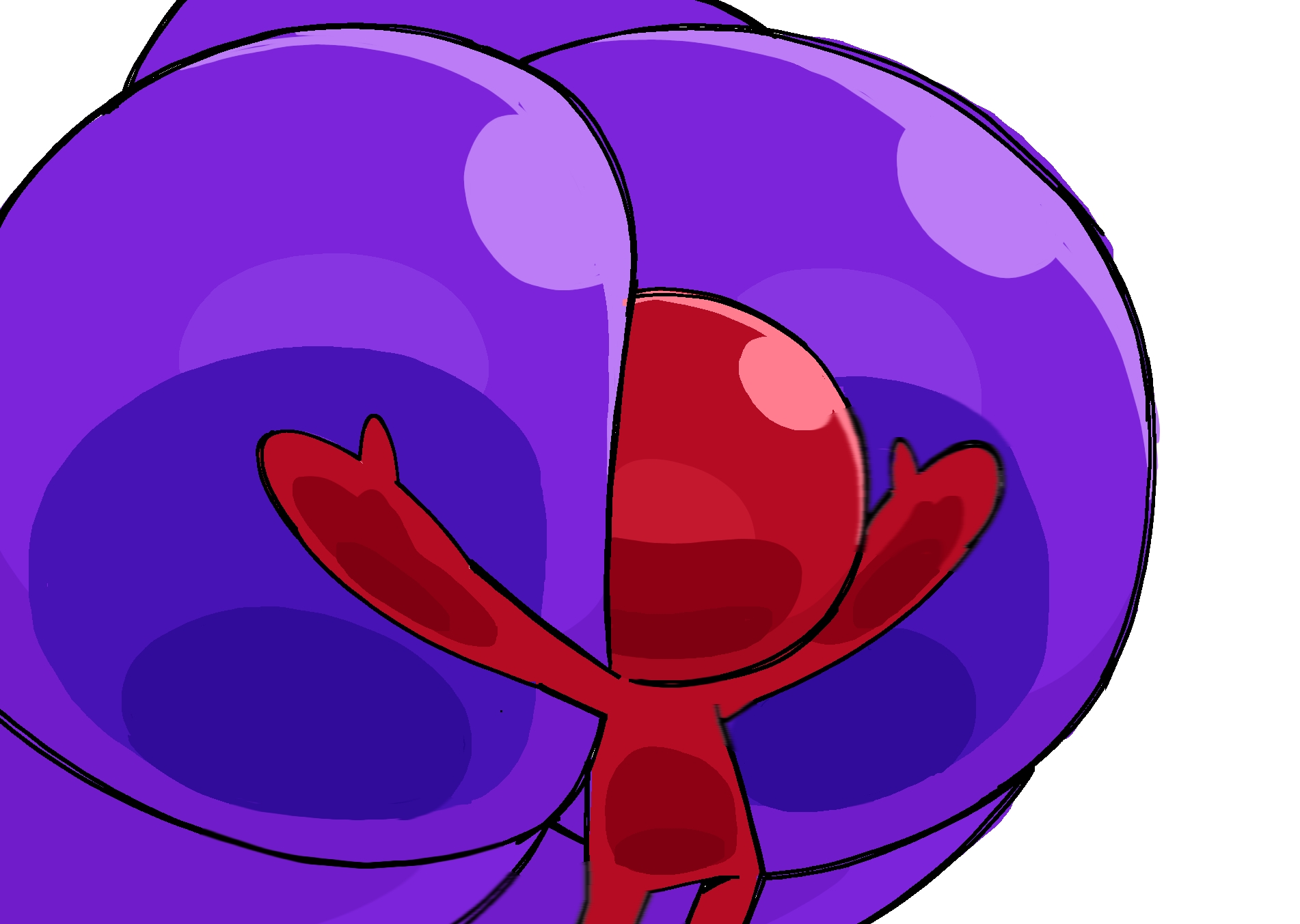 1boy, 1girls, ass, ass focus, ass grab, ass to face, ass worship, big ass, digital media, face in ass, face on ass, facesitting, fat ass, fat butt, female, female/male, gelatinous ass, glistening, glistening ass, groping ass, height difference, huge ass, huge butt, imminent fart, jeff (mrpotato123 ), large ass, male, mrpotato123 , purple slime, red slime, sarah (mrpotato123 ), slime boy, slime girl, sniffing ass, thick thighs