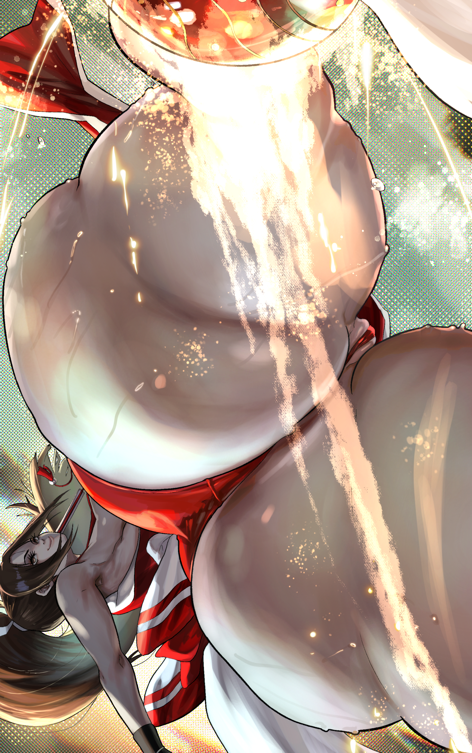 1girls, ass, ass focus, big ass, bottom heavy, brown hair, bubble ass, bubble butt, fat ass, fatal fury, female, female only, fire, huge ass, king of fighters, kunoichi, large ass, looking at viewer, looking back, mai shiranui, noblood, png, pussy, pussy floss, ryandomonica, smile, solo, street fighter, street fighter 6, sweat, sweaty ass, sweaty body, thick ass, thick thighs, thunder thighs, upside-down, wide hips