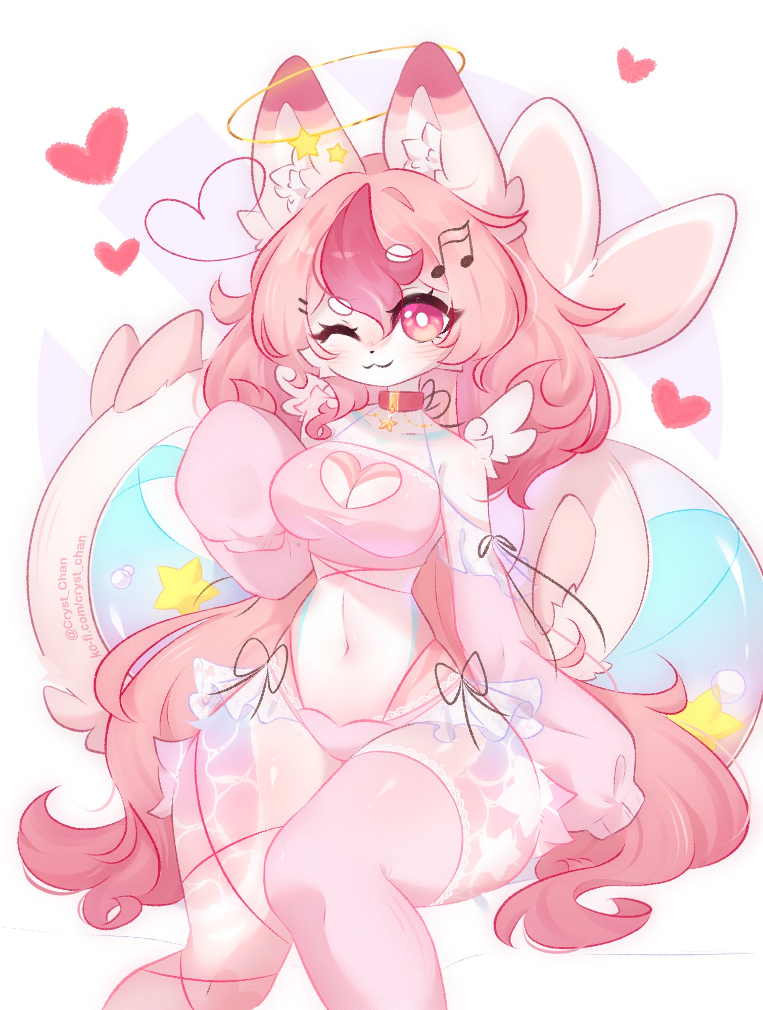1girls, anthro, breasts, cleavage, cryst chan, cryst chan (artist), female, female focus, female only, fur, furry, tail