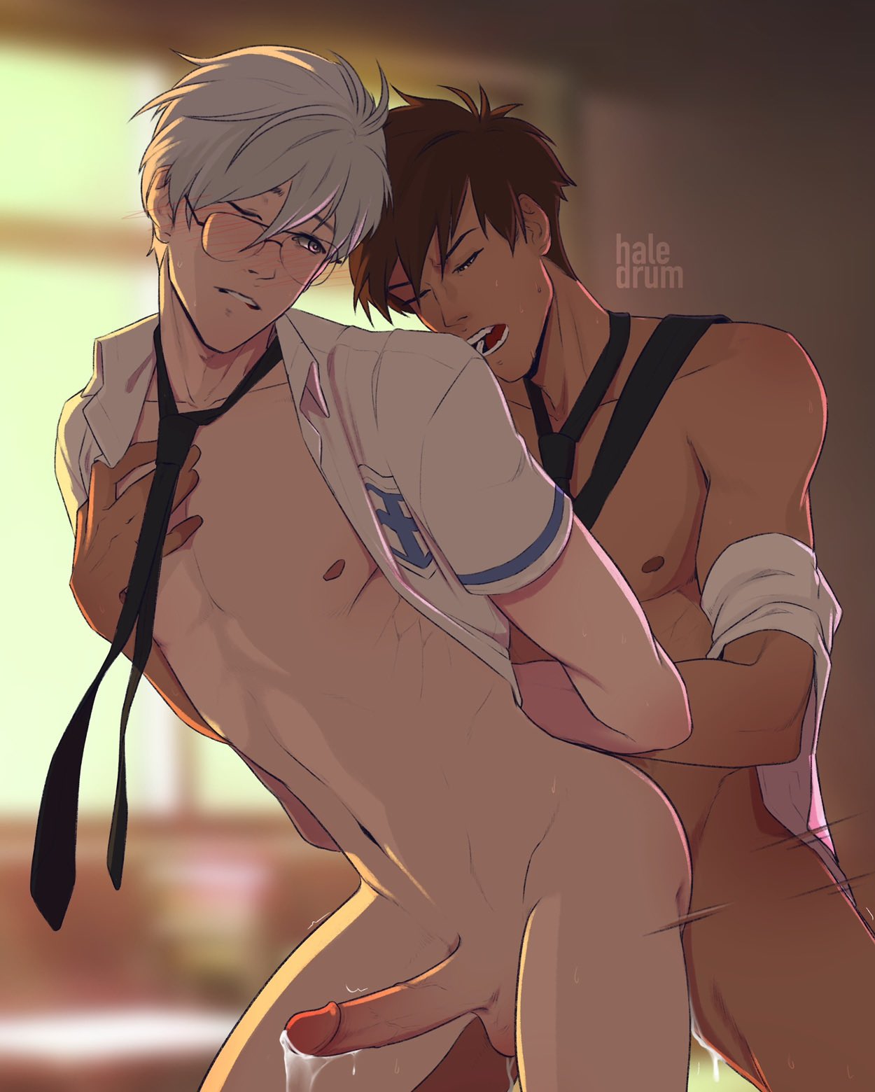 2boys, anal, anal sex, balls, cardcaptor sakura, cum, erect penis, erection, fucked from behind, gay, gay anal, gay male, gay sex, haledrum, male, male only, male/male, nipples, partially clothed, penis, pleasure face, touya kinomoto, yukito tsukishiro