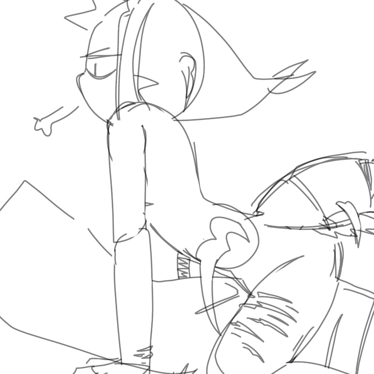 ambiguous gender, ambiguous penetration, annoyed expression, anthro, artist request, barely visible genitalia, dandy's world, male, male only, male/ambiguous, nude, sex, shrimpo (dandy's world), sketch, tagme