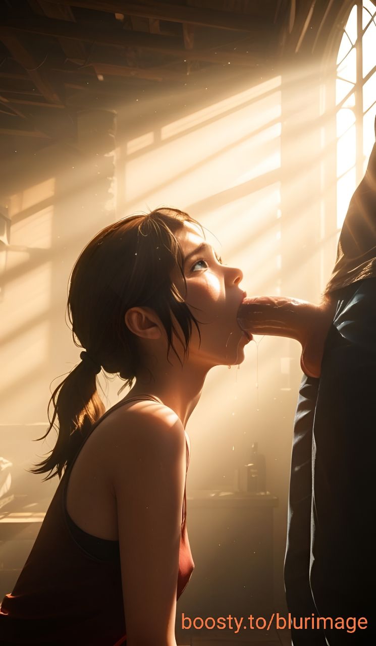 1girls, ai generated, breasts, brown hair, cum, cum inside, ellie (the last of us), ellie williams, female, freckles, male, penis, petite, small breasts, sucking, sucking penis, the last of us, young, younger female