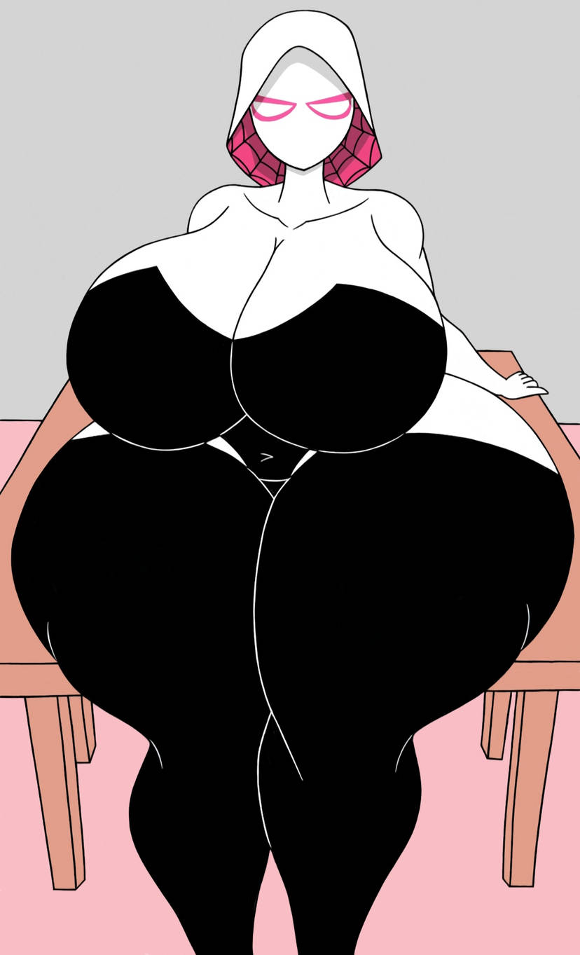 1girls, breasts, female, female focus, female only, gwen stacy, gwen stacy (spider-verse), hyper breasts, hyper thighs, marvel, marvel comics, modinnikita, spider-gwen, spider-man (series), spider-man: across the spider-verse, spider-man: into the spider-verse, tagme