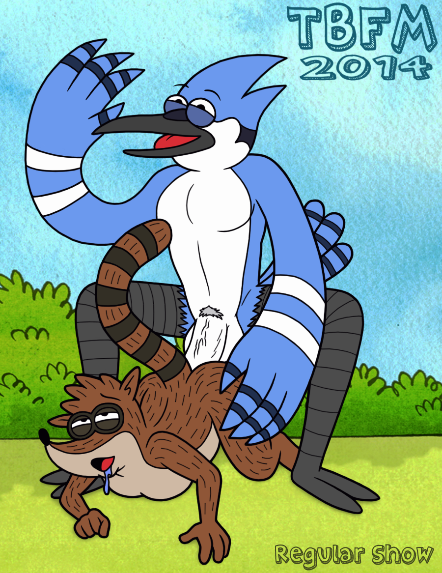 anal ass avian balls bird blue_jay cartoon_network corvid dancing male male_only mammal mordecai nude outside penis procyonid raccoon regular_show rigby tbfm yaoi