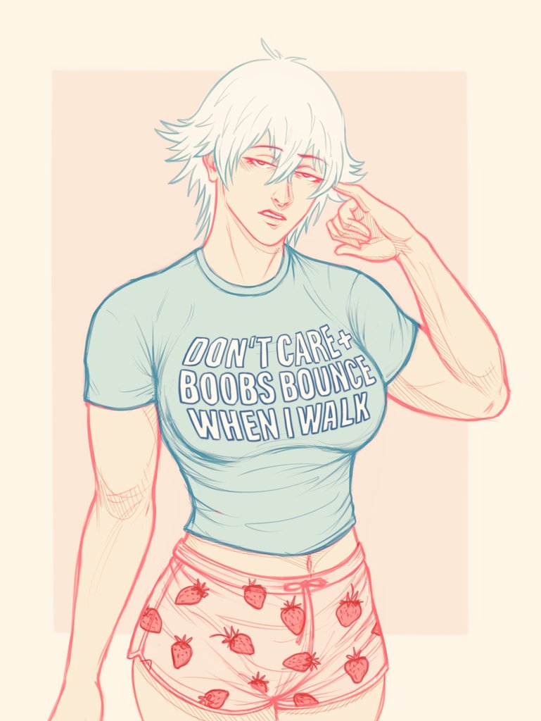 big_breasts bored canon_genderswap dolphin_shorts english_text female female_only fully_clothed genderswap_(mtf) ginko_sakata gintama gintoki_sakata hotpants rule_63 short_hair short_shorts shorts so_so_seoz solo strawberry_print t-shirt text tight_clothing underwear very_short_hair white_hair