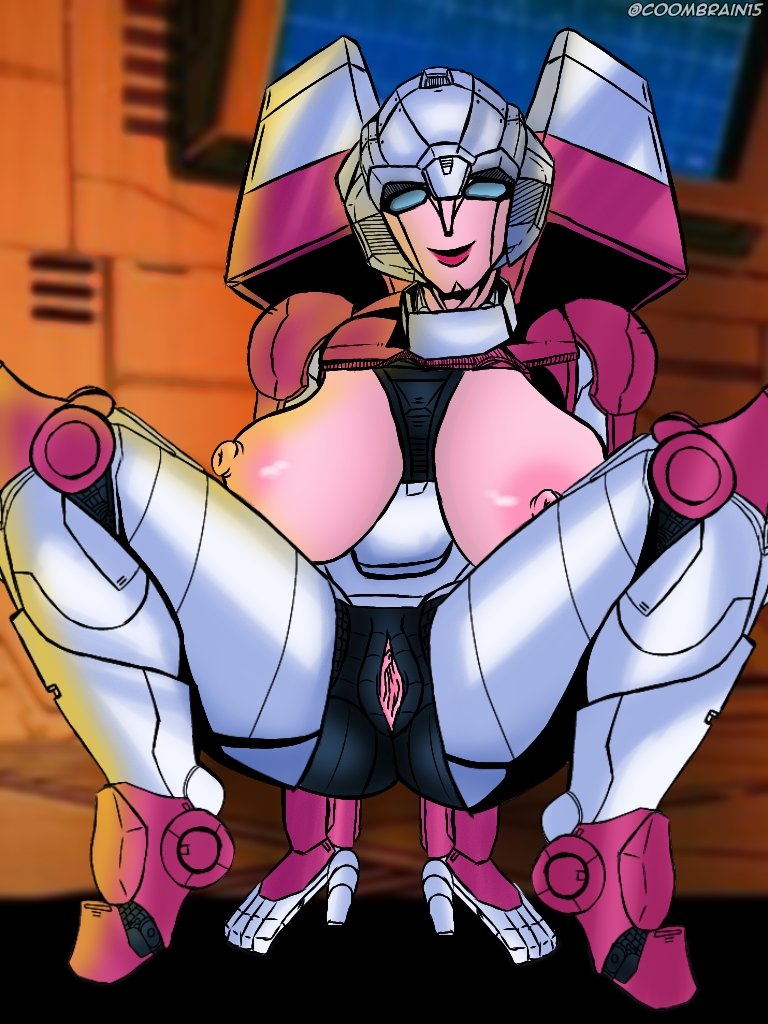 1girls arcee arcee_(g1) artist_name big_breasts breasts breasts_out coombrain15 female female_only giant_breasts huge_breasts nipples pink_body pink_breasts pink_skin presenting presenting_pussy robot robot_girl robot_humanoid solo solo_female spread_legs spreading transformers transformers_g1