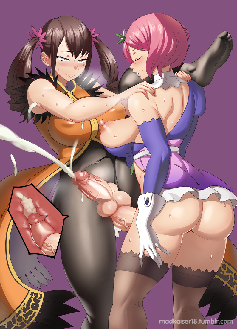 2d, 2futas, alisa bosconovitch, areola, areolae, ass, balljob, balls, bandai namco, big breasts, big penis, breasts, busty, cum, cum in pussy, cum inside, cum while penetrated, cumshot, dickgirl, ejaculation, erection, full-package futa, futa on futa, futa only, futanari, hourglass figure, intersex, large breasts, ling xiaoyu, madkaiser, nipple bulge, nipples, penis, pussy, sex, tekken, testicles, voluptuous