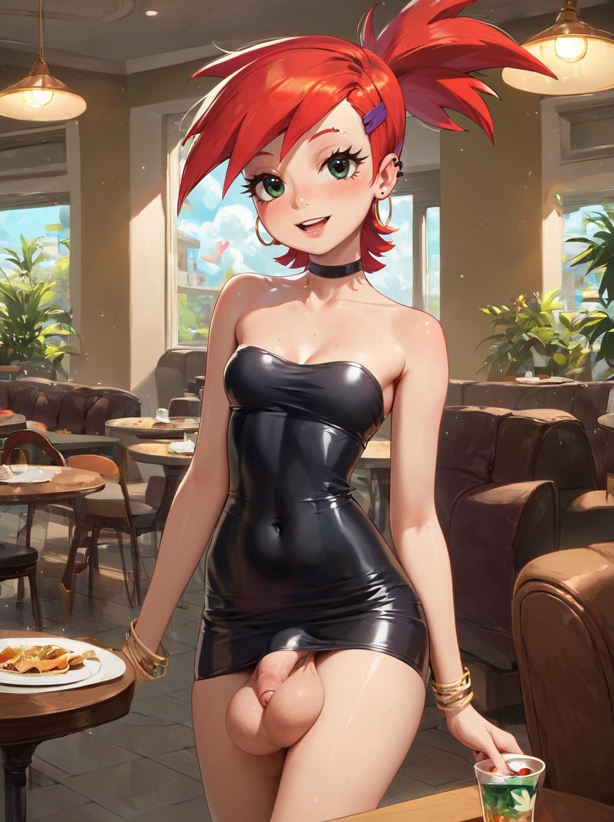 1futa, ai generated, balls, balls bigger than penis, balls under clothes, bottomless skirt, breasts, dickgirl, flaccid, flaccid penis, foster's home for imaginary friends, frankie foster, fully clothed, futa only, futa sans pussy, futanari, intersex, large balls, makychan, penis, penis out, penis under clothes, penis under dress, penis under skirt, skirt, small breasts, solo futa