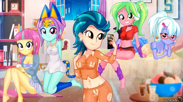 2022 5girls ankha_(cosplay) artist_name bed bedroom blue_hair bowl cat_ears cat_tail cellphone charliexe city_background cleavage clothed clothed_female equestria_girls fake_cat_ears female_only friendship_games glasses green_hair hasbro human indigo_zap lemon_zest long_hair low_quality low_res lowres midriff milkshake multiple_girls my_little_pony night night_sky orange_clothing orange_eyes phone pijama pink_eyes pink_hair ponytail purple_eyes purple_hair red_clothing red_shirt red_shorts roxanne_wolf_(cosplay) shadowbolts_(mlp) shelf short_hair short_shorts shorts sitting sleepover sour_sweet sugarcoat sunny_flare twitter twitter_link two_tone_hair western_cartoon white_clothing white_dress white_hair window yellow_body yellow_eyes yellow_skin