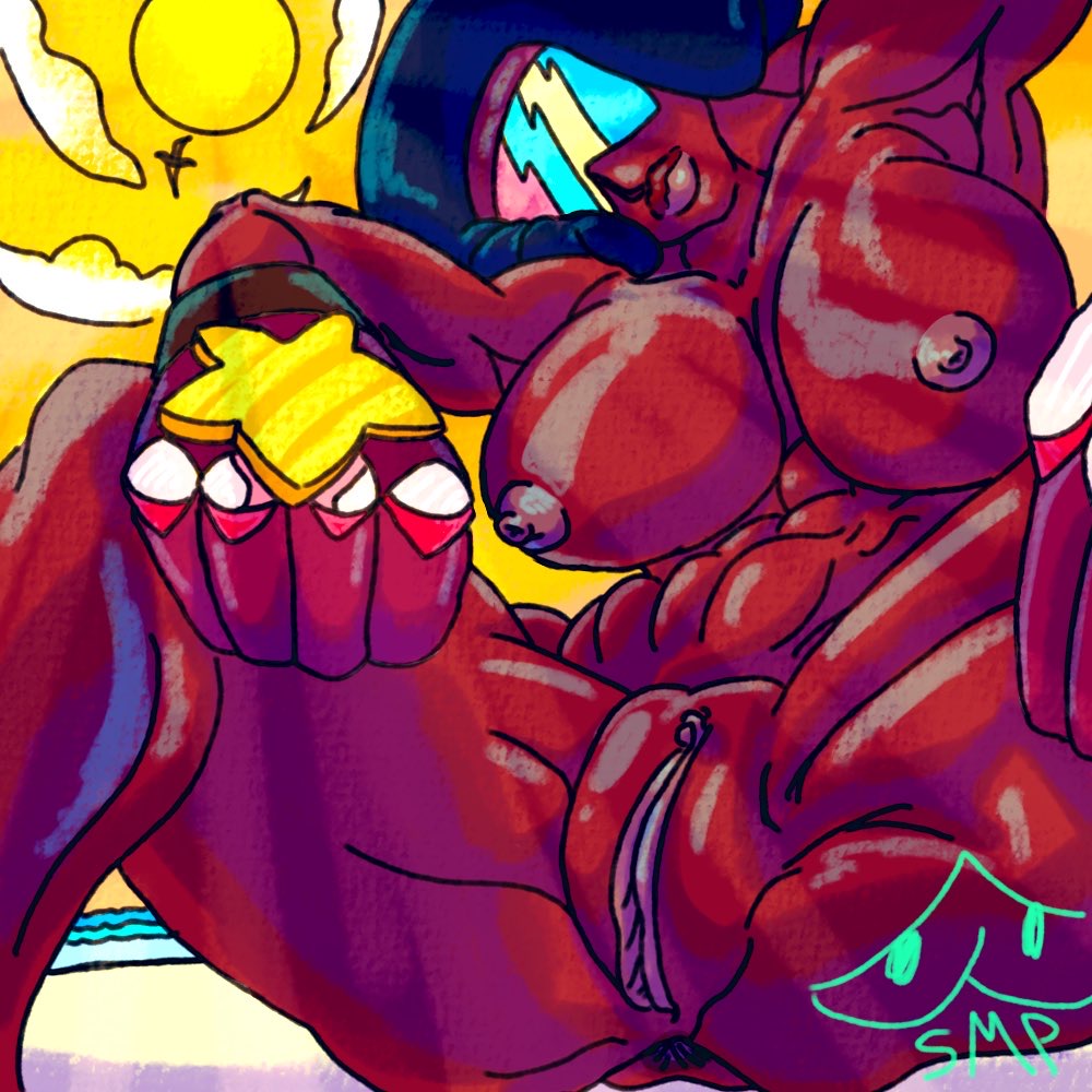 5admansparade abs anus armor breasts cartoon_network clothing female garnet_(steven_universe) gauntlets gem_(species) genitals gloves handwear humanoid lips muscular muscular_female nude presenting presenting_anus presenting_pussy pussy solo spread_legs spreading steven_universe thick_lips