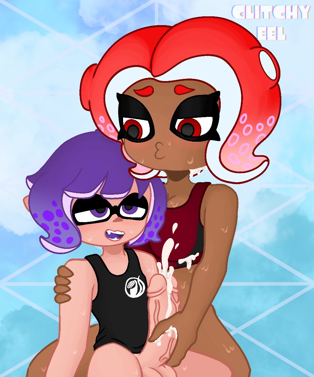 1boy 1girls 2024 2d 2d_(artwork) 2d_artwork agent_8_(splatoon) artist_logo artist_name big_breasts clothed clothed_female clothed_male cum dark-skinned_female dark_skin female glitchy_eel inkling inkling_boy light-skinned_male light_skin male marine marine_humanoid mollusk mollusk_humanoid nintendo oc octoling octoling_girl pointy_ears red_eyes roku_(glitchy_eel) scarlet_(glitchy_eel) semen splatoon splatoon_(series) splatoon_2 splatoon_3 sweat sweatdrop sweating sweaty sweaty_body sweaty_breasts tagme tentacle tentacle_hair