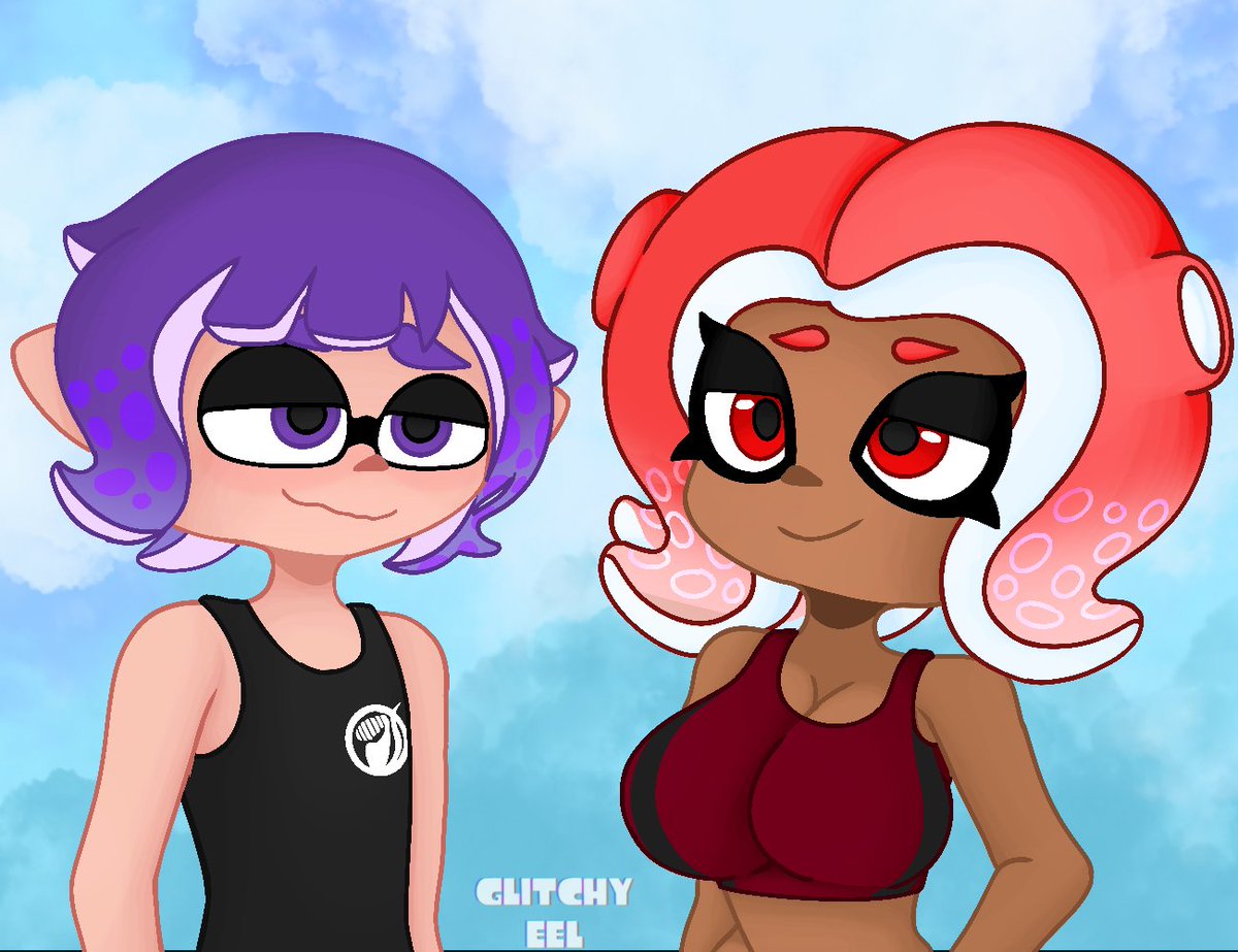 1boy 1girls 2024 2d 2d_(artwork) 2d_artwork agent_8_(splatoon) artist_logo artist_name big_breasts clothed clothed_female clothed_male dark-skinned_female dark_skin female glitchy_eel inkling inkling_boy light-skinned_male light_skin male marine marine_humanoid mollusk mollusk_humanoid nintendo oc octoling octoling_girl pointy_ears red_eyes roku_(glitchy_eel) scarlet_(glitchy_eel) splatoon splatoon_(series) splatoon_2 splatoon_3 tagme tentacle tentacle_hair