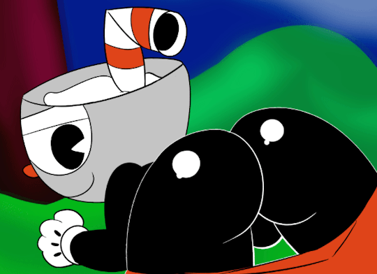 2017 animate_inanimate animated ass backsack balls bedroom_eyes black_balls butt_focus clothed clothing cuphead cuphead_(game) half-closed_eyes humanoid looking_at_viewer looking_back male male_only mark_m no_humans object_head pants_down partially_clothed presenting presenting_hindquarters seductive smile solo toony video_games
