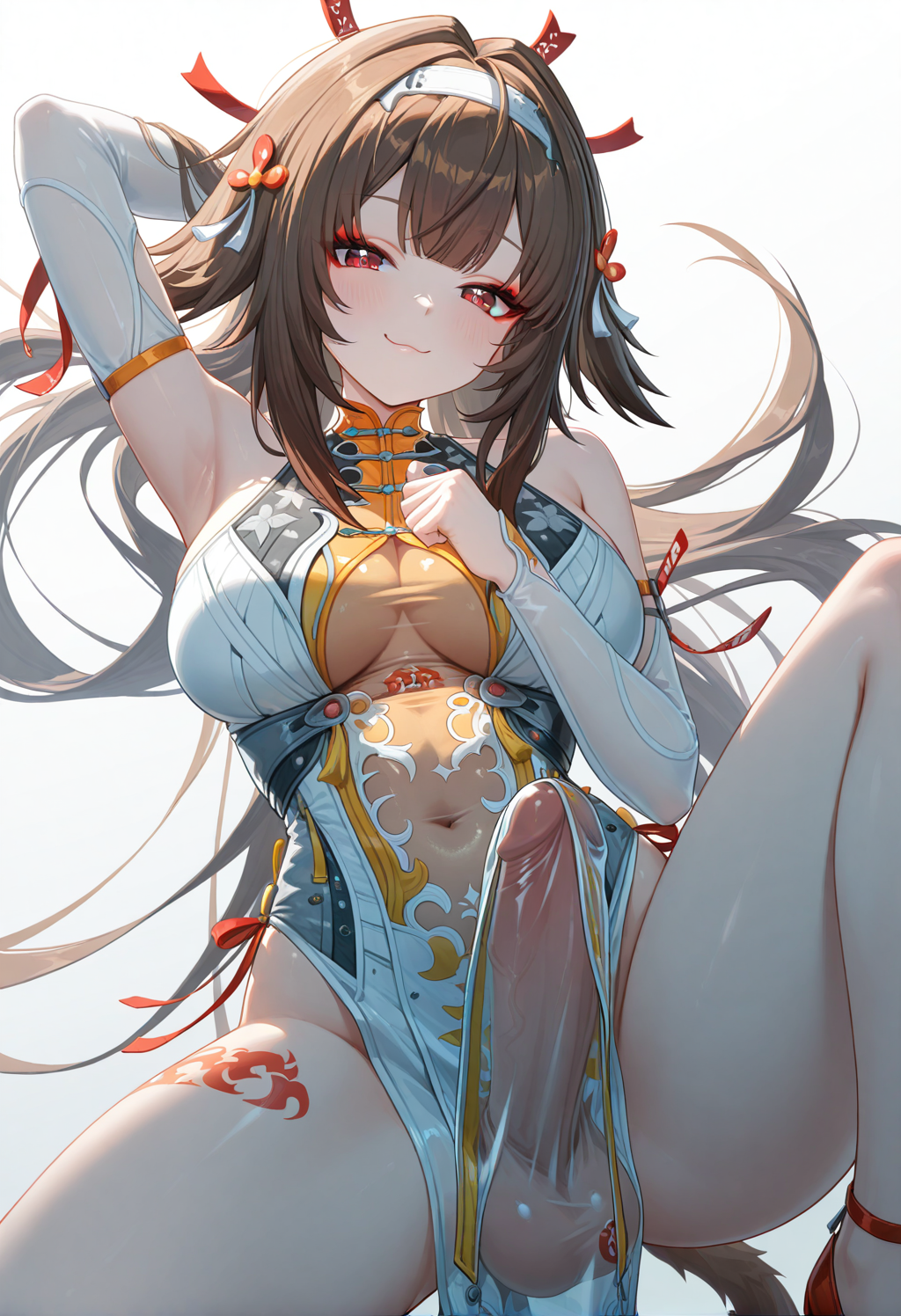 1futa, ai generated, big penis, brown hair, futanari, futanastic, looking at viewer, ye shunguang, zenless zone zero