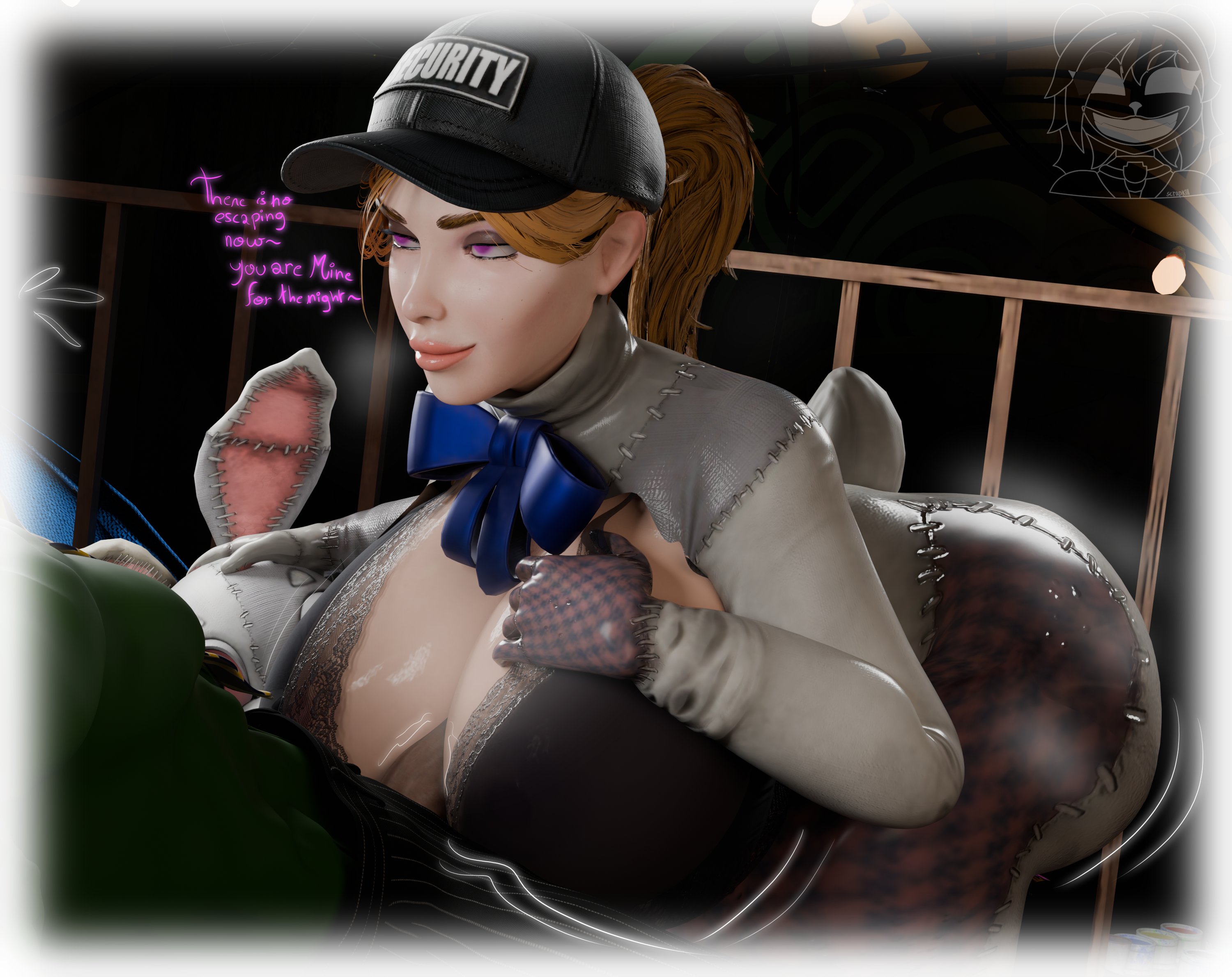 1boy, 1girls, 3d, accurate art style, ass, big breasts, blender, breasts, faceless male, female, five nights at freddy's, five nights at freddy's: security breach, glitchtrap possession, huge breasts, hypnosis, male, mind control, paizuri, possession, purple eyes, scrapkill, straight, thick ass, vanessa (fnaf), vanny (fnaf), voluptuous