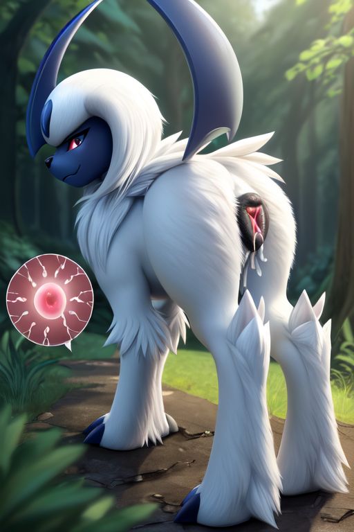 absol ai_feral ai_generated anthro canine canine_pussy cum_in_pussy impregnation pokemon pokemon_(species)