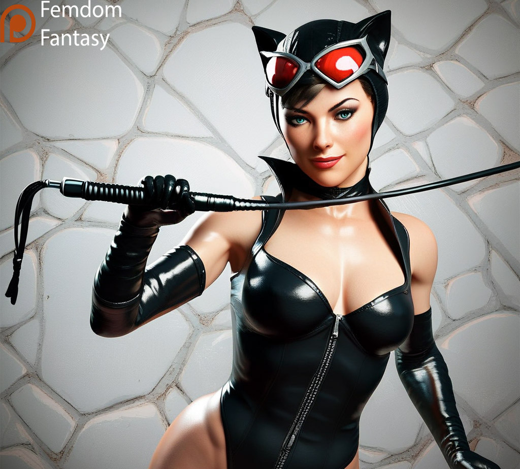 1girls ai_generated black bondage bondage breasts catwoman dc_comics dominant domination dominatrix face female femdom femdomfantasyai gear outfit panties pov sexually smug solo submission suggestive thighs whip