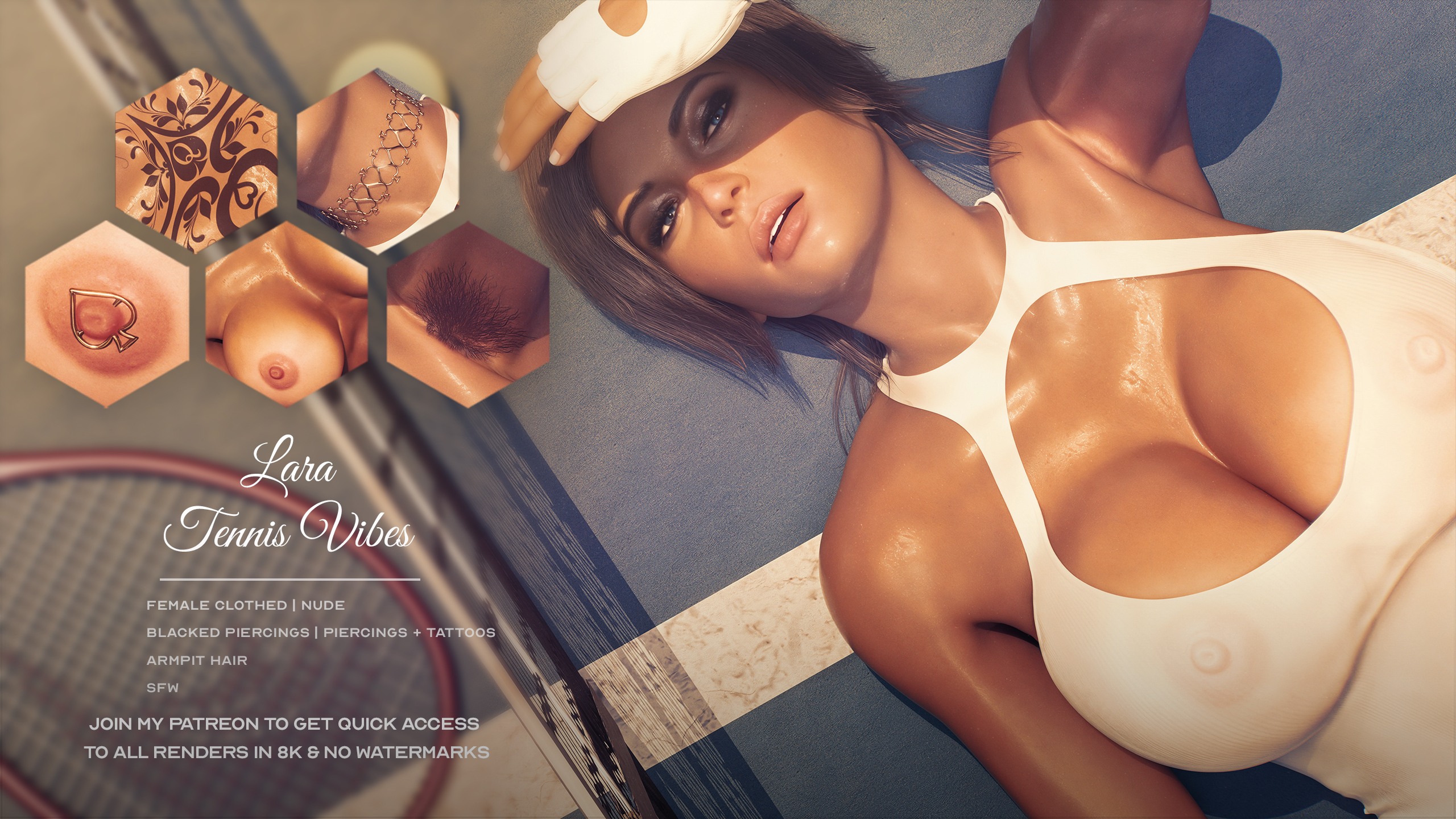 3d, armpits, bifrost3d, big breasts, bimbo, blue eyes, boob window, breasts, brown hair, busty, female, female focus, female only, lara croft, lara croft (survivor), long hair, pinup, pinup pose, pose, posing, queen of spades, tagme, tan, tan body, tan skin, tan-skinned female, tomb raider, tomb raider (survivor)