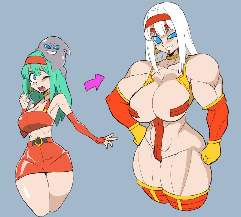 1girls, baby (dragon ball), barely clothed, before and after, big breasts, blue eyes, blue hair, body invasion, bra (dragon ball), bra briefs, breast expansion, breast growth, breast growth (enlargement), breasts, choker, corruption, crop top, dragon ball, dragon ball gt, earrings, evil grin, female, female focus, female only, hair color change, headband, human, long gloves, mind control, miniskirt, muscle growth, muscles, muscular, muscular female, neo machine mutant, nikujuu uc, parasite, parasitic possession, possession, short hair, shounen jump, skirt, smug, solo, strongest form 2, tagme, takeover, thighhighs, transformation, tuffle, tuffleization, white hair