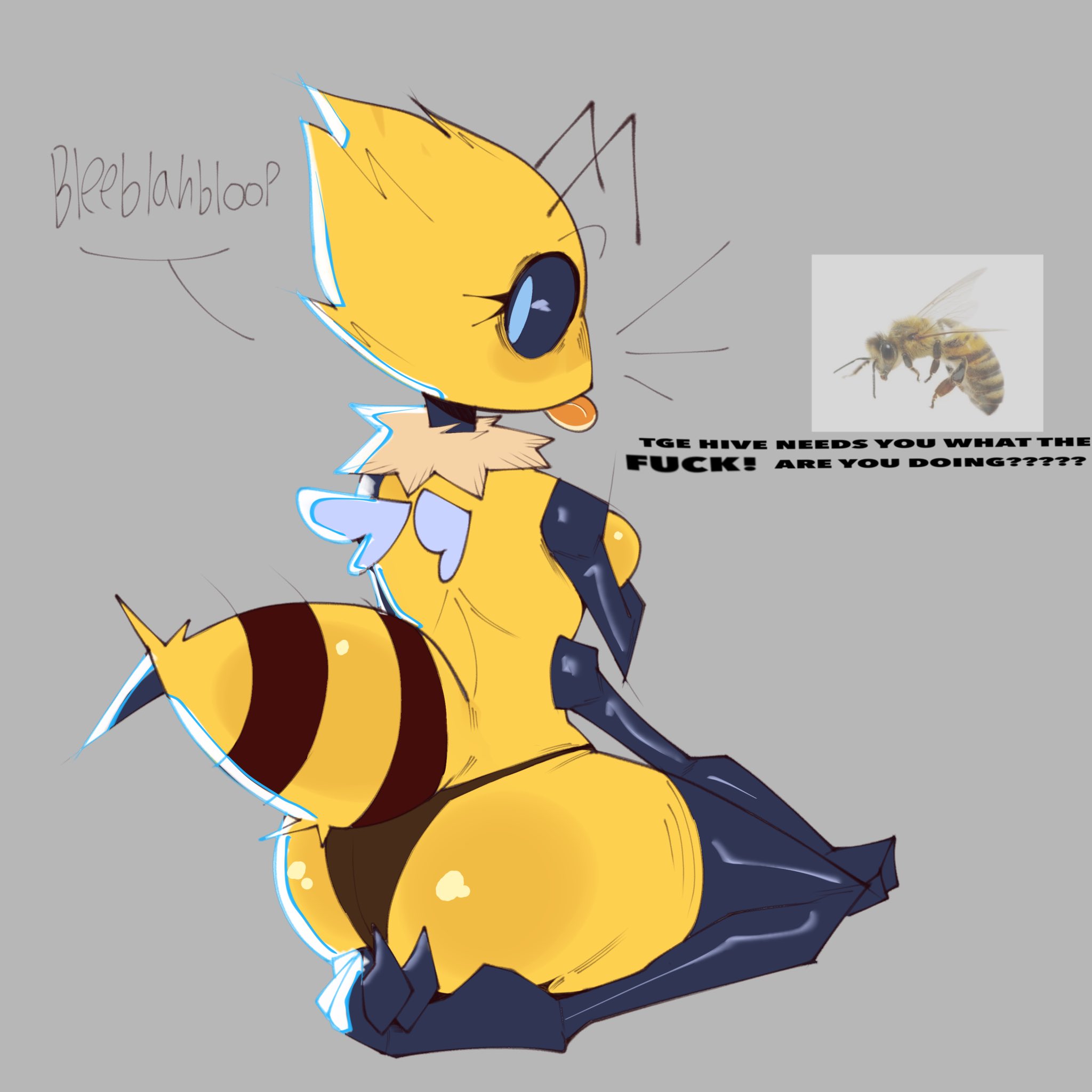 1girls, ass, ass focus, back view, bee, bee girl, colored, female, female focus, female only, tagme, tagme (artist), talons tw
