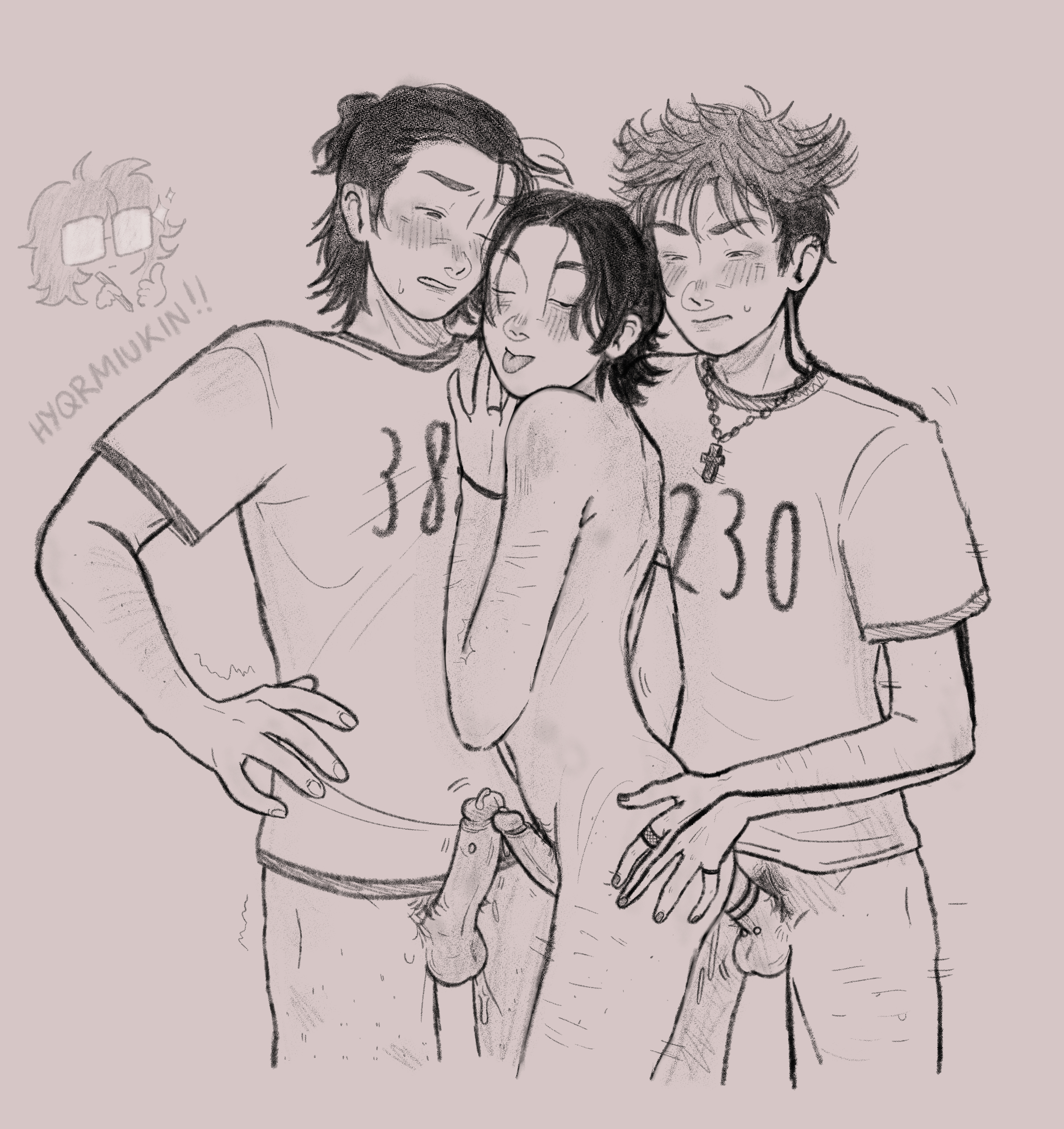 gay, gay sex, hyqrmiukin, kang dae-ho, male, nam gyu, nam-gyu, namgyu, squid game, thanos (squid game), trio