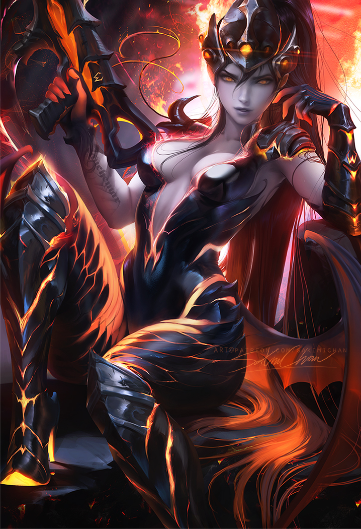 blizzard entertainment, breasts, cleavage, female, female only, looking at viewer, overwatch, sakimichan, solo, widowmaker