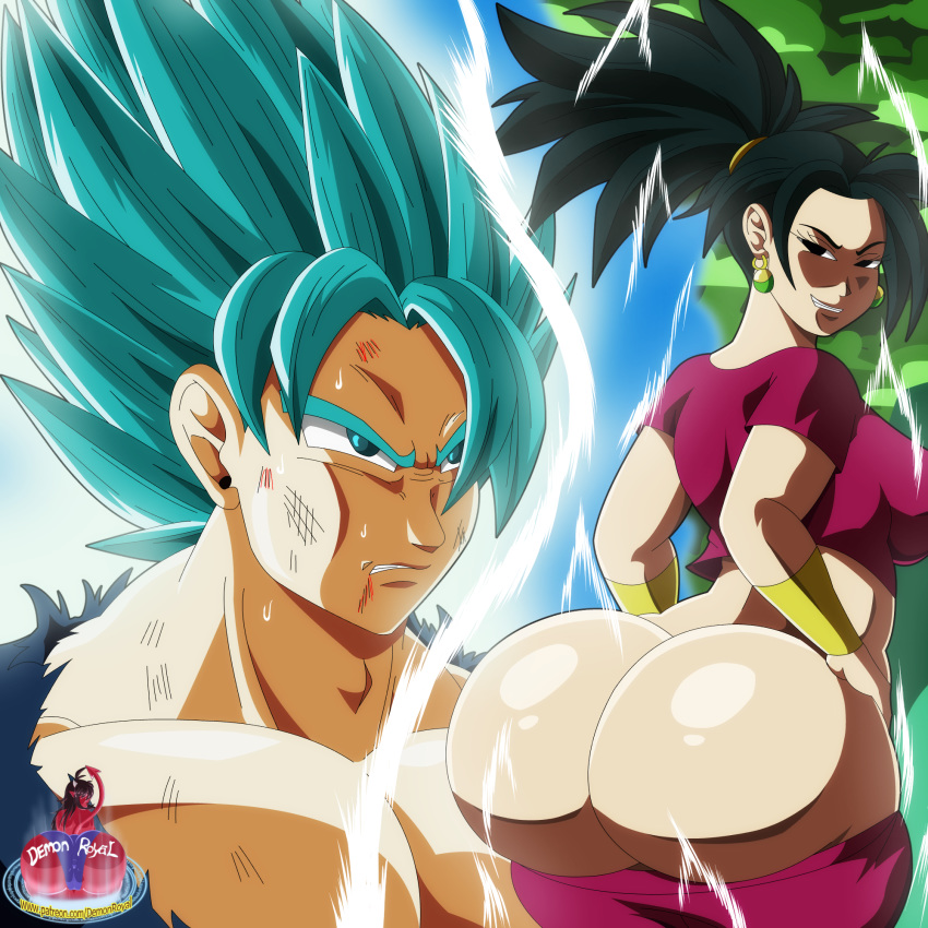 1:1 1boy 1girls 2010s 2017 angry ass ass_focus aura big_ass black_eyes black_hair blue_eyes blue_hair breasts bruise curvaceous dat_ass demonroyal dragon_ball dragon_ball_super earrings favorite female fusion gigantic_ass grin hips huge_ass kefla large_ass light-skinned_female light_skin looking_at_another male mooning pants_down ponytail potara_earrings presenting presenting_ass presenting_hindquarters red_pants red_shirt saiyan shirt sideboob smile smirk son_goku spiky_hair stare super_form super_saiyan_blue tournament_of_power universe_6_saiyan/universe_7_saiyan voluptuous wide_hips