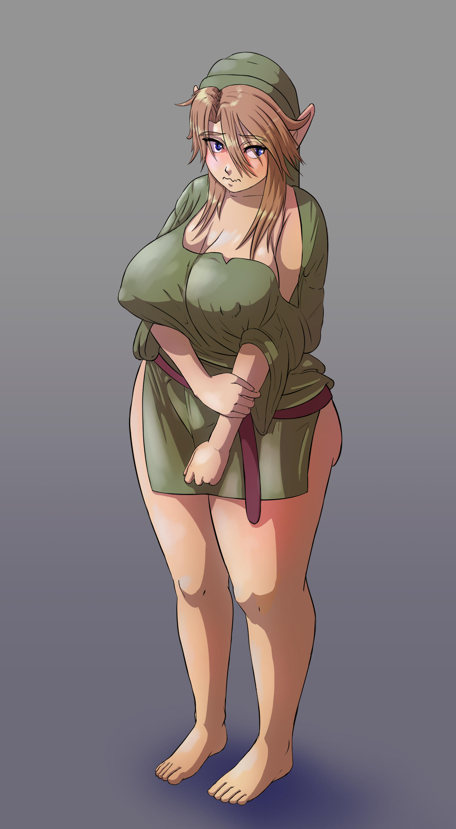 1girls, blonde female, blonde hair, bottomless, breast expansion, breasts, gender transformation, genderswap (mtf), giant breasts, great sword, height reduction, huge breasts, hylian, large breasts, link, nintendo, nipple bulge, nipples, pointed ears, rule 63, sequence, shortstack, shortstackification, shrinking, small breasts, sword, the legend of zelda, top heavy, transformation, tunic, undeadpenguin37