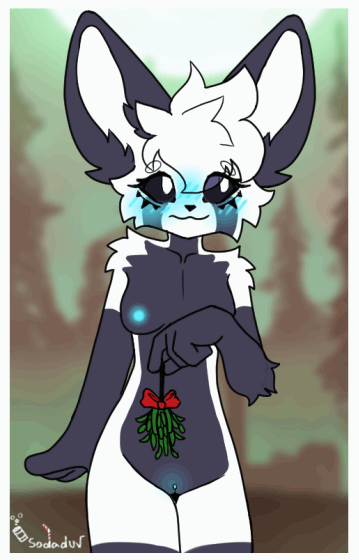 animated anthro breasts canid canine casper_(sodaduv) female fennec_fox fox genitals glowing glowing_genitalia glowing_nipples mammal nipples pussy size_difference slim small_breasts smaller_female sodaduv solo true_fox