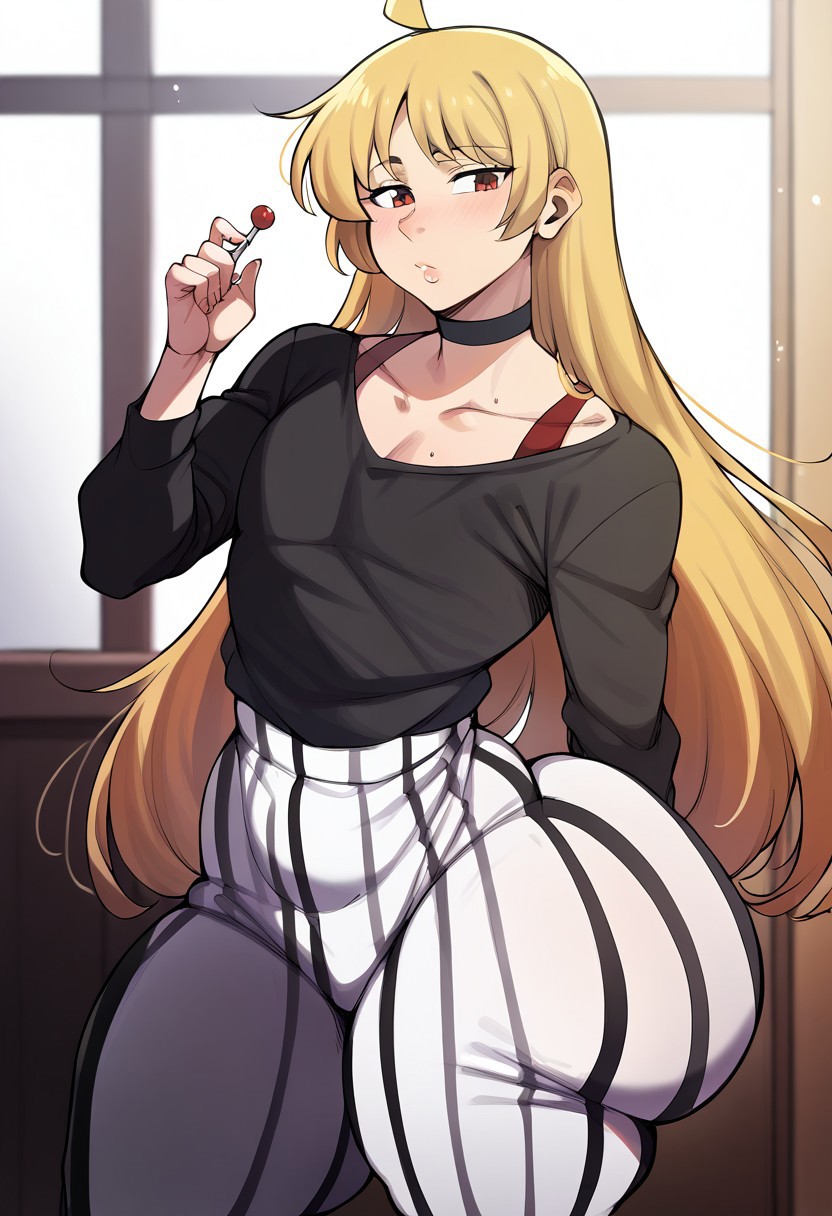 1boy ai_generated ass ass_visible_from_the_front ass_visible_through_thighs big_ass blackwhiplash_(style) blonde_hair bocchi_the_rock! fat fat_ass femboy flat_chest huge_ass ijichi_seika rule_63 thick_thighs