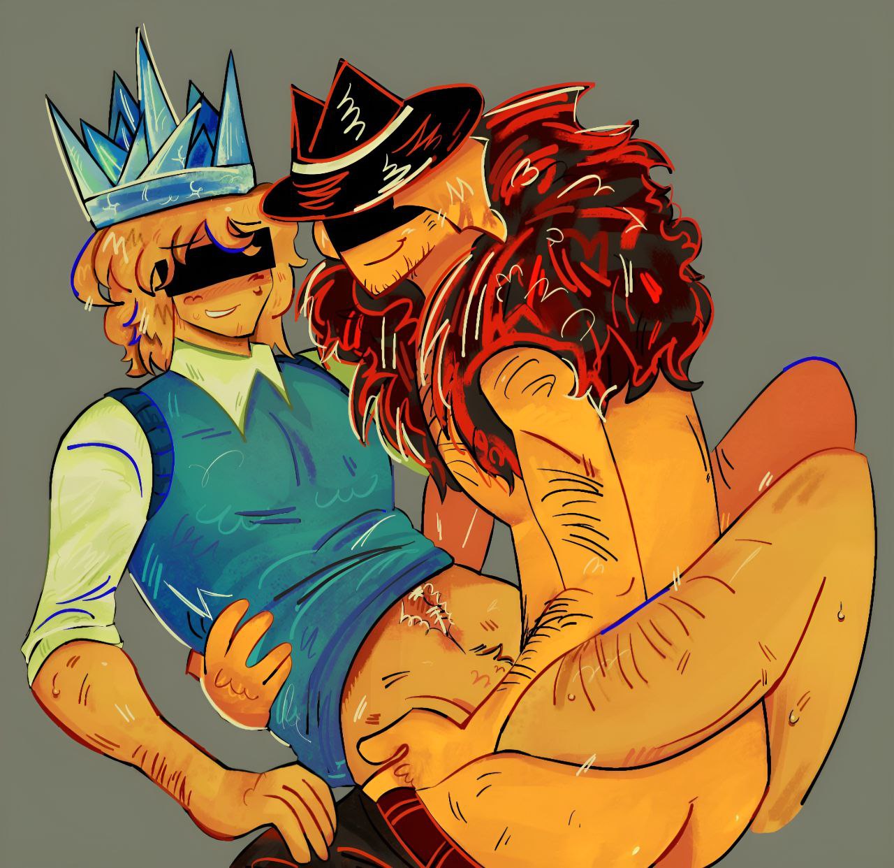 2boys censored_face dream_game forsaken_(roblox) gay gay_sex hairy_male itrapped_(forsaken) mafioso_(dream_game) male sweat yaoi yellow_skin