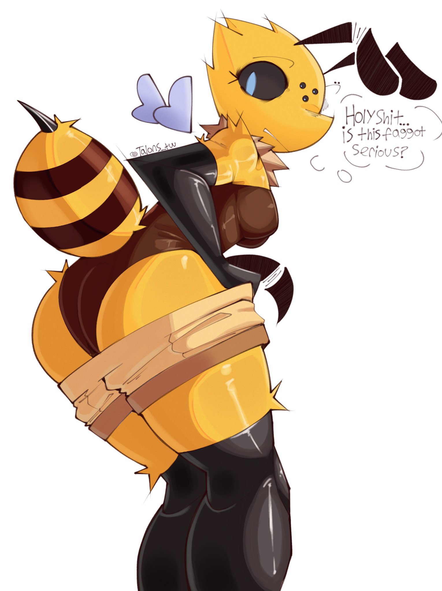 1girls, animal humanoid, anthro, ass, bee, bee girl, bee humanoid, big ass, big breasts, big thighs, breasts, bust, busty, chest, curvaceous, curvy, curvy figure, digital media (artwork), female, hips, homophobic slur, hourglass figure, huge ass, huge breasts, huge thighs, insect girl, insect humanoid, insects, large ass, large breasts, large thighs, legs, mature, mature female, slim waist, talons tw, thick, thick hips, thick legs, thick thighs, thighs, voluptuous, waist, wide hips, wide thighs, yellow body, yellow skin, yellow-skinned female