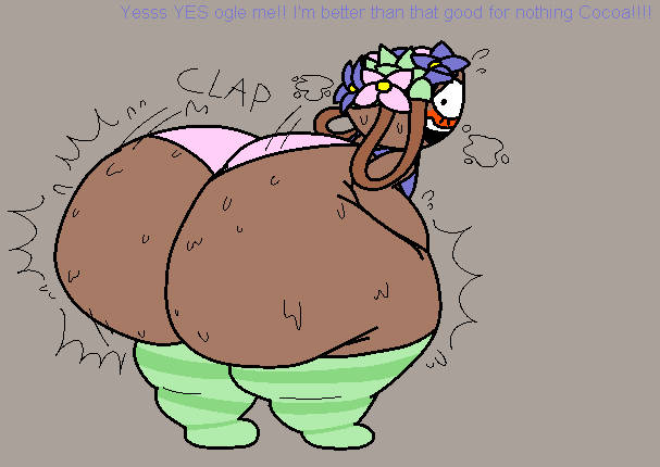 1girls, ass, bassie (dandy's world), cooluthink, dandy's world, embarrassed, female, green clothing, hyper, hyper ass, looking at viewer, presenting, presenting hindquarters, roblox, roblox game, sweating, tagme, text, toon, twerking