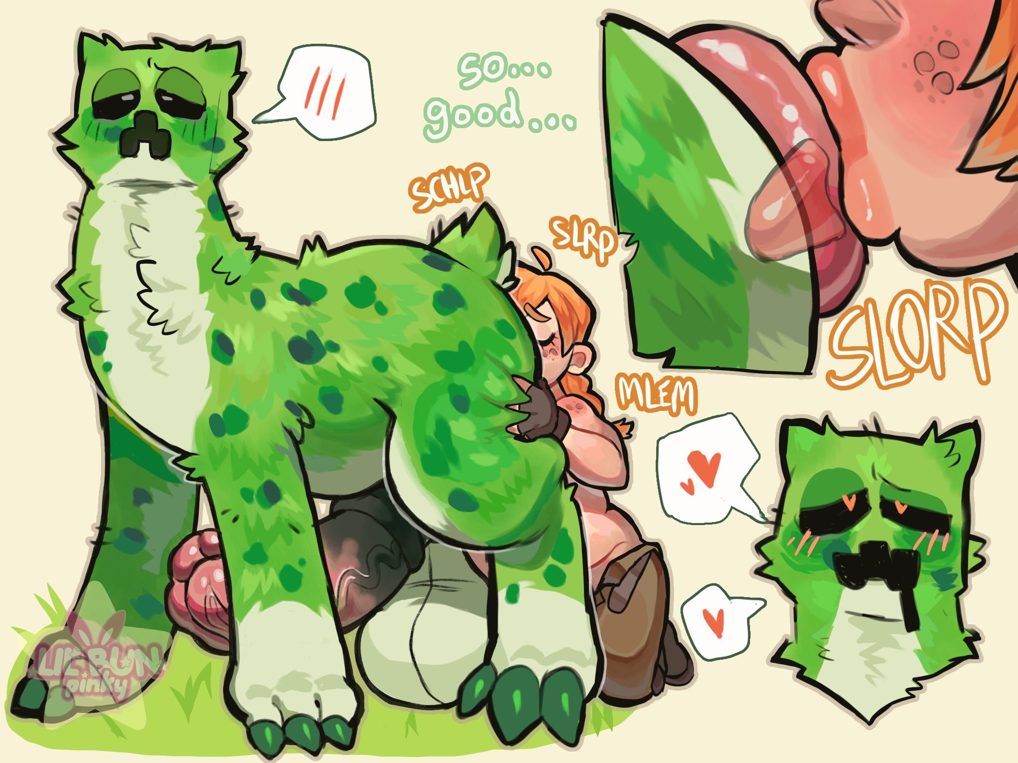 alex (minecraft), creeper, creepertaur, donut anus, female, lilbunpinky, minecraft, minercraft, rimjob, rimming, tagme, x-ray