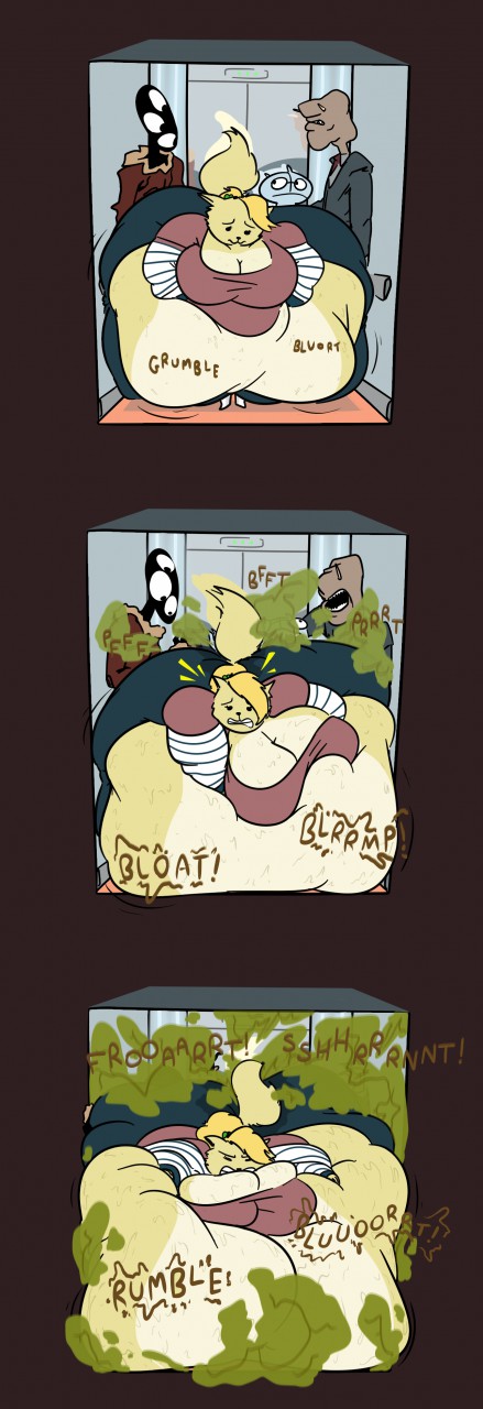 1anthro 1girls 3ambiguous anthroskunkfromthe90s belly belly_bigger_than_body belly_bigger_than_head belly_bulge belly_expansion big_breasts bloated bloated_belly bloated_stomach bloating chubby chubby_female dog_ears dog_girl elevator fart fart_cloud farting_in_face farting_on_another farting_on_face gassy gassy_ass gassy_female grumbling hyper hyper_belly morbidly_obese morbidly_obese_anthro morbidly_obese_female motion_lines obese obese_anthro obese_female old_art onomatopoeia pained_expression part_3 part_of_a_set part_of_comic puntthepoodle rumbling_stomach shocked shocked_expression skinny_humanoid skinny_male ssbbw stained_clothes stained_pants suit_and_tie sweaty sweaty_body text too_big too_big_to_fit trapped trapped_in_elevator trapped_under_ass yellow_body yellow_fur