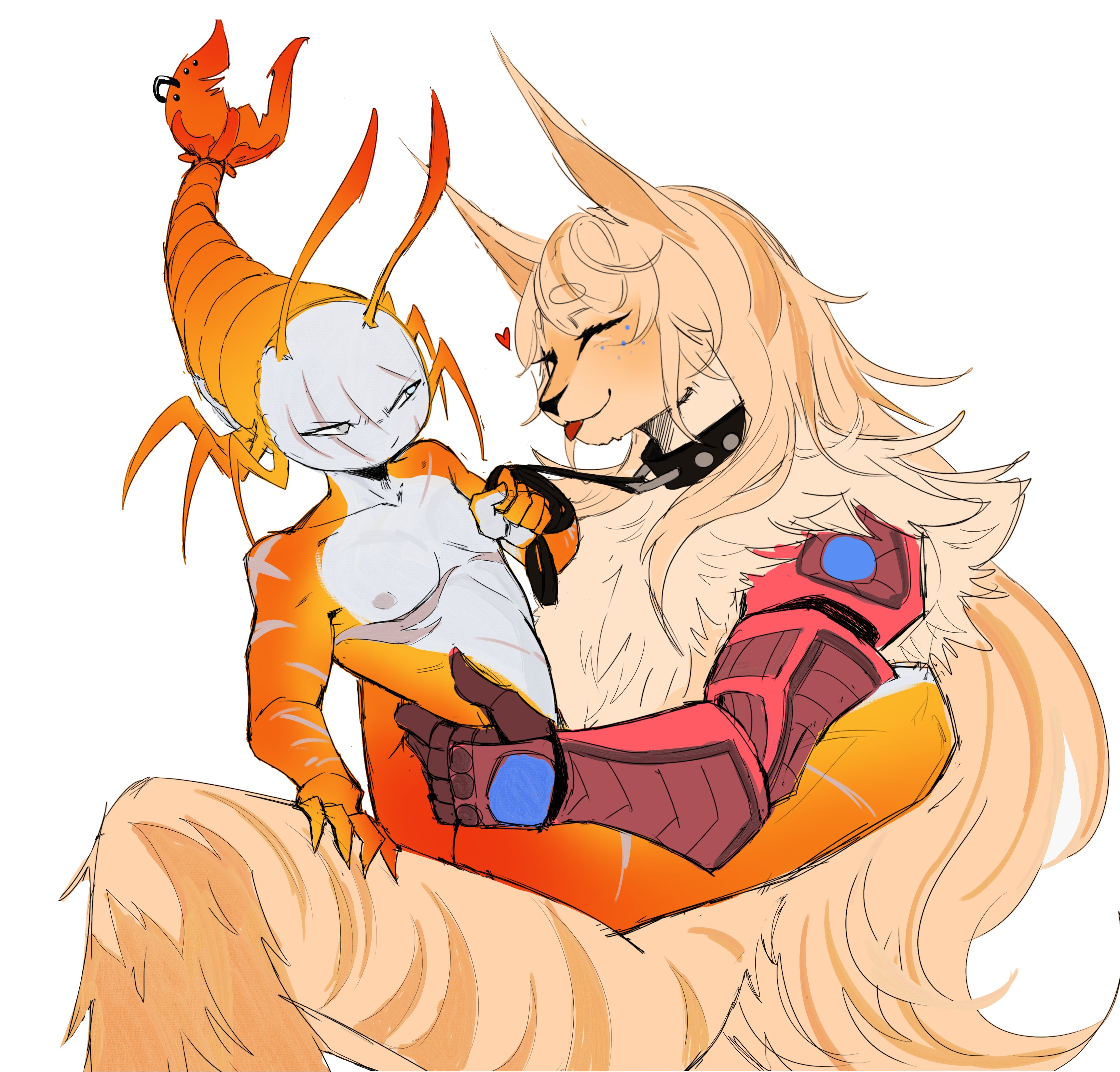 2boys, collared, dandy's world, domestic dog, furry, goob (dandy's world), had35, male, prosthetic, shrimpo (dandy's world), shrimpolover69, tagme