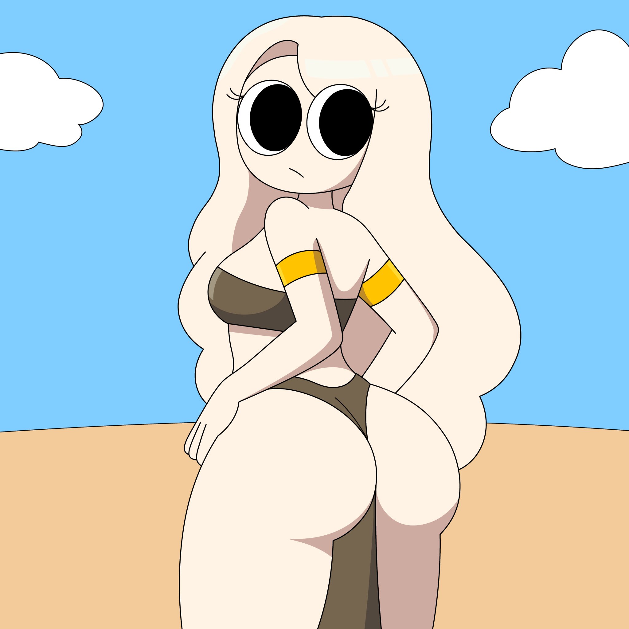 1girls, clothing, elgatitomota, eyelashes, fat ass, partially clothed, white body, white hair, white skin, xiaro, youtube, youtube avatar, youtuber