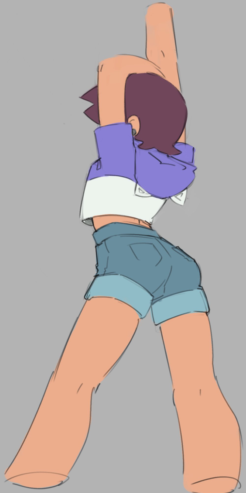 2d, 2d (artwork), 2d artwork, brown hair, brown hair female, cadmio, dark skin, dark-skinned female, disney, latina, luz noceda, slim, slim female, slim girl, solo, stretching, teenage female, teenage girl, the owl house
