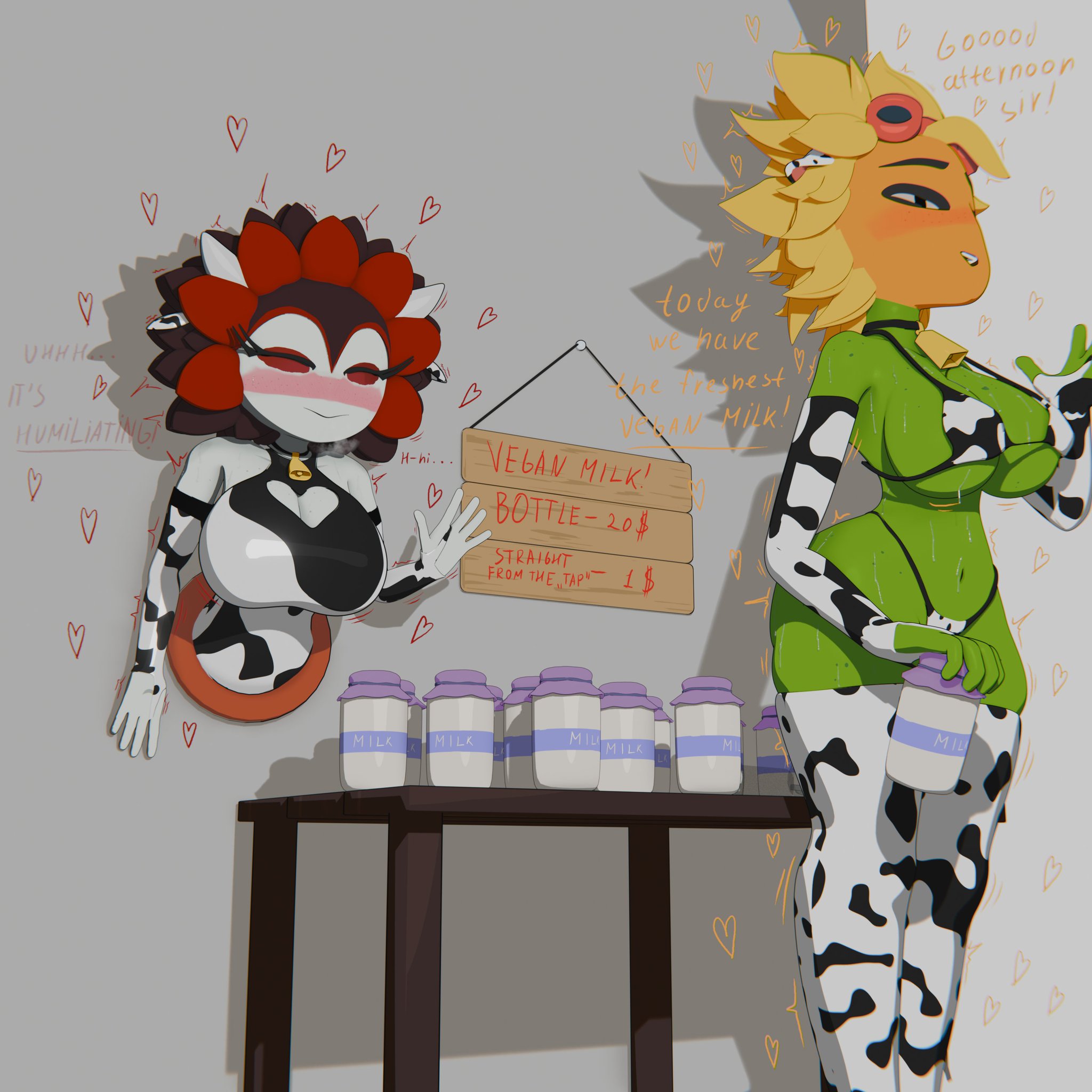 cow suit, milk, plants vs zombies, shadow2405, solar flare (pvz), vampire sunflower (pvz)
