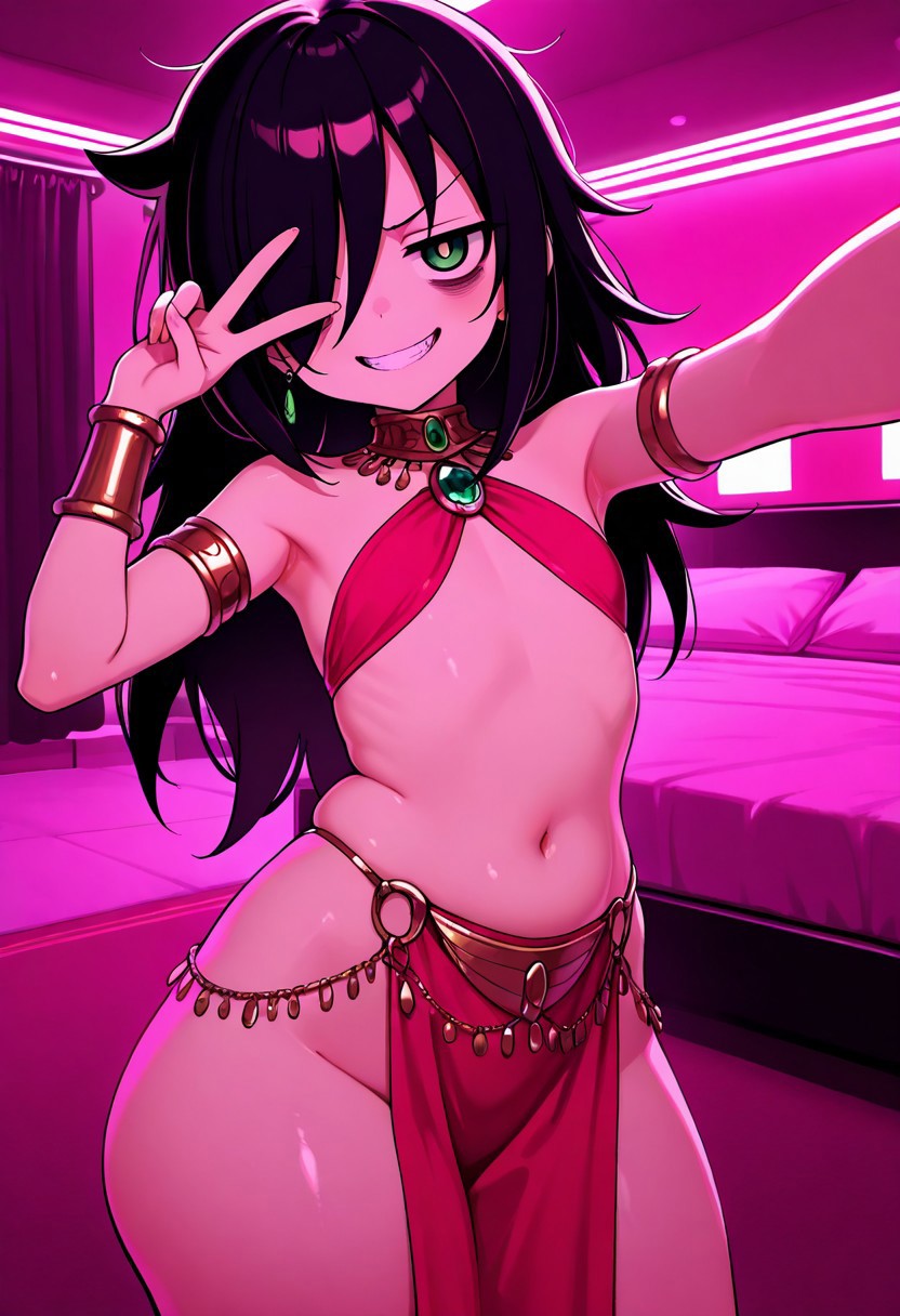 1girls, 2025, ai generated, armpits, bigtub7775, breasts, female, female only, hair over one eye, kuroki tomoko, peak, pelvic curtain, selfie, small breasts, solo, solo female, tagme, v, watashi ga motenai no wa dou kangaetemo omaera ga warui!