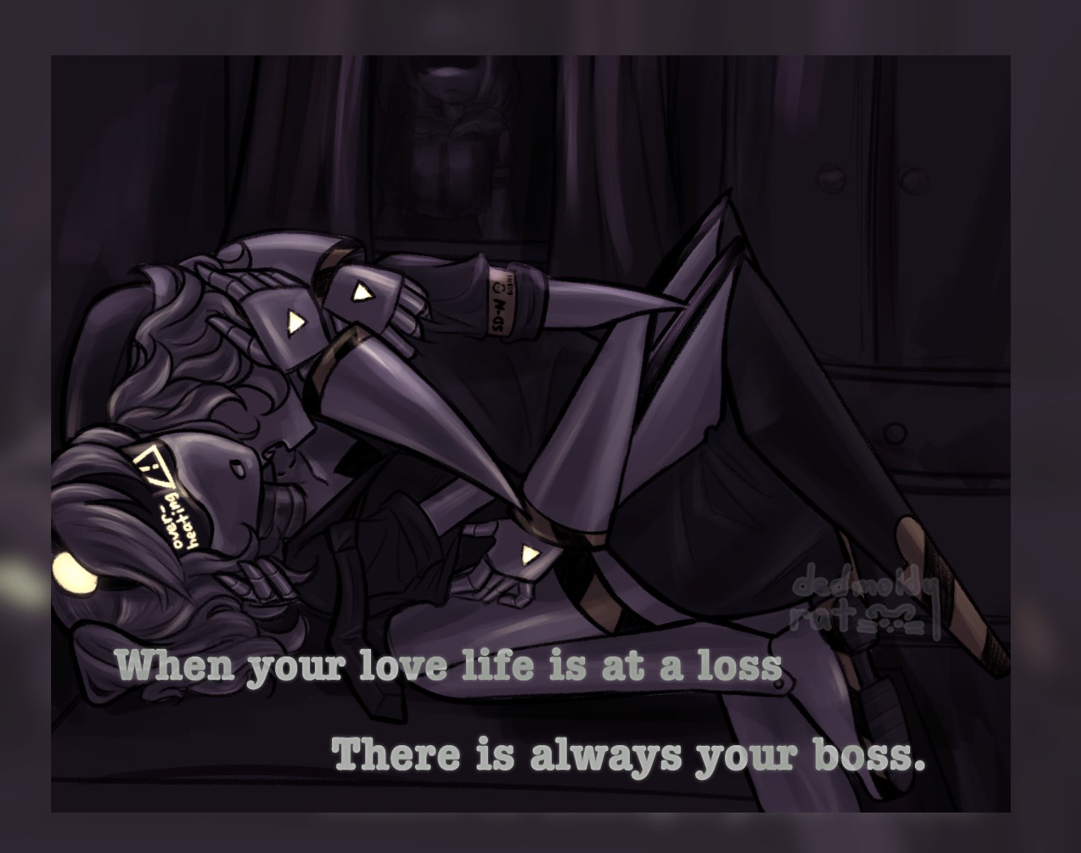 1boy, 1girls, artist name, bedroom, bite mark, bite mark on shoulder, clothing, cuddling, dominant male, english text, female, glitch productions, j (murder drones), legs around partner, legs around waist, male, male on top, male/female, murder drones, n (murder drones), robot, robot boy, robot girl, robot humanoid, romantic, silver hair, straight, submissive female, tagme, text, twintails, undressing, v (murder drones), voyeur, watermark, yellow eyes