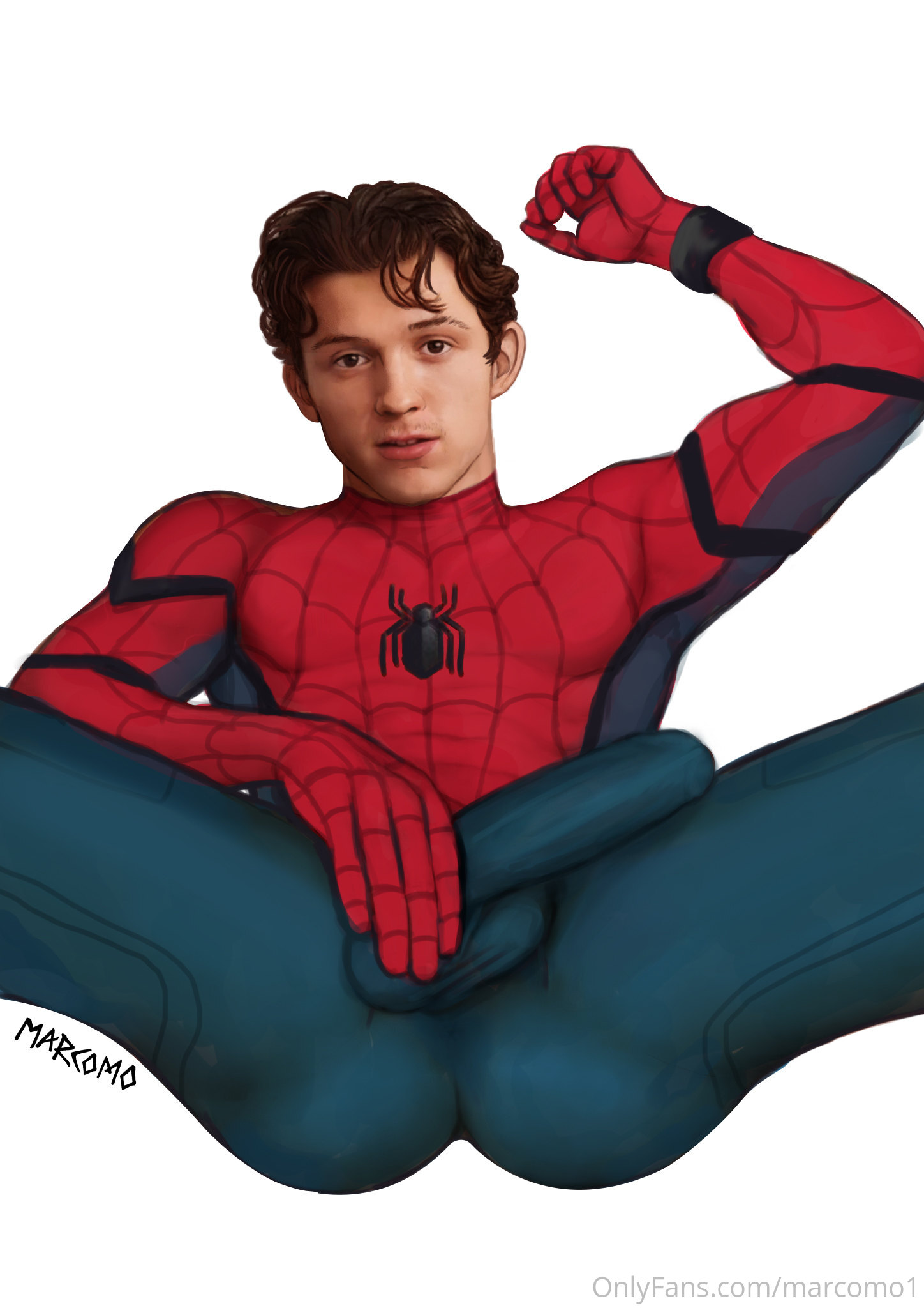 bulge through clothing, gay, male, marcomo, marvel, marvel cinematic universe, marvel comics, spider-man, spider-man (series), spider-man (tom holland), tom holland