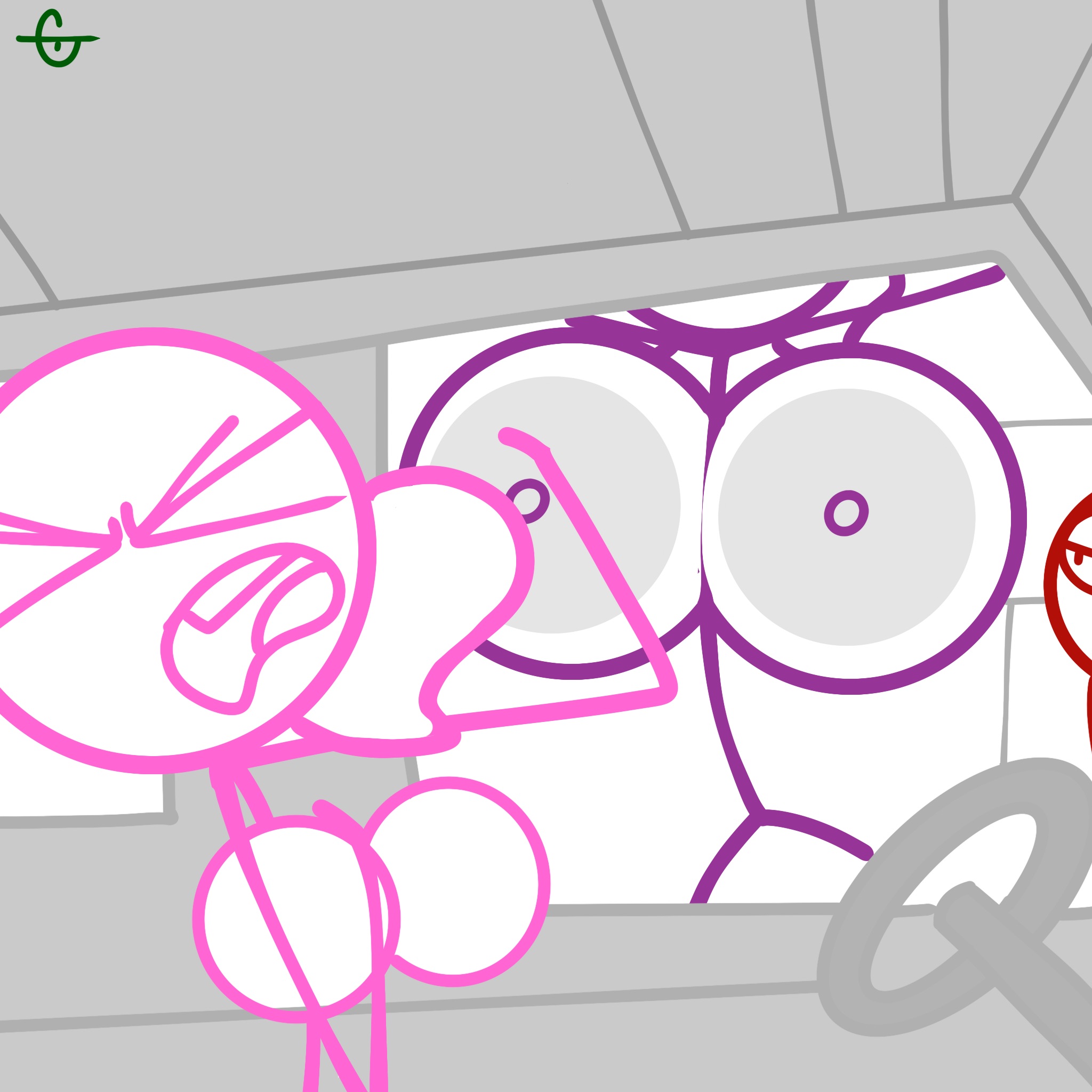 2d, 2d (artwork), big breasts, breasts, breasts on glass, breasts pressed on glass, dick figures, female, jaysonguzman567, meme, mondo media, pink (dick figures), red (dick figures), stacy (dick figures), stick figure, stickfigure, stickman, stickwoman, the simpsons reference, woman scared of breasts (meme)