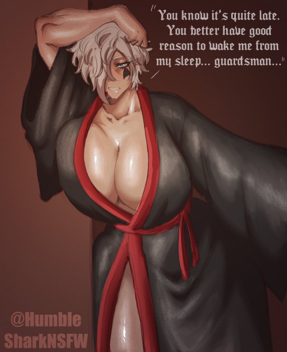1girls, adepta sororitas, humble shark, imperium of man, large breasts, light skinned female, looking at viewer, muscular female, robe, sister angela (humble shark), sister of battle, talking to viewer, warhammer (franchise), warhammer 40k, white hair