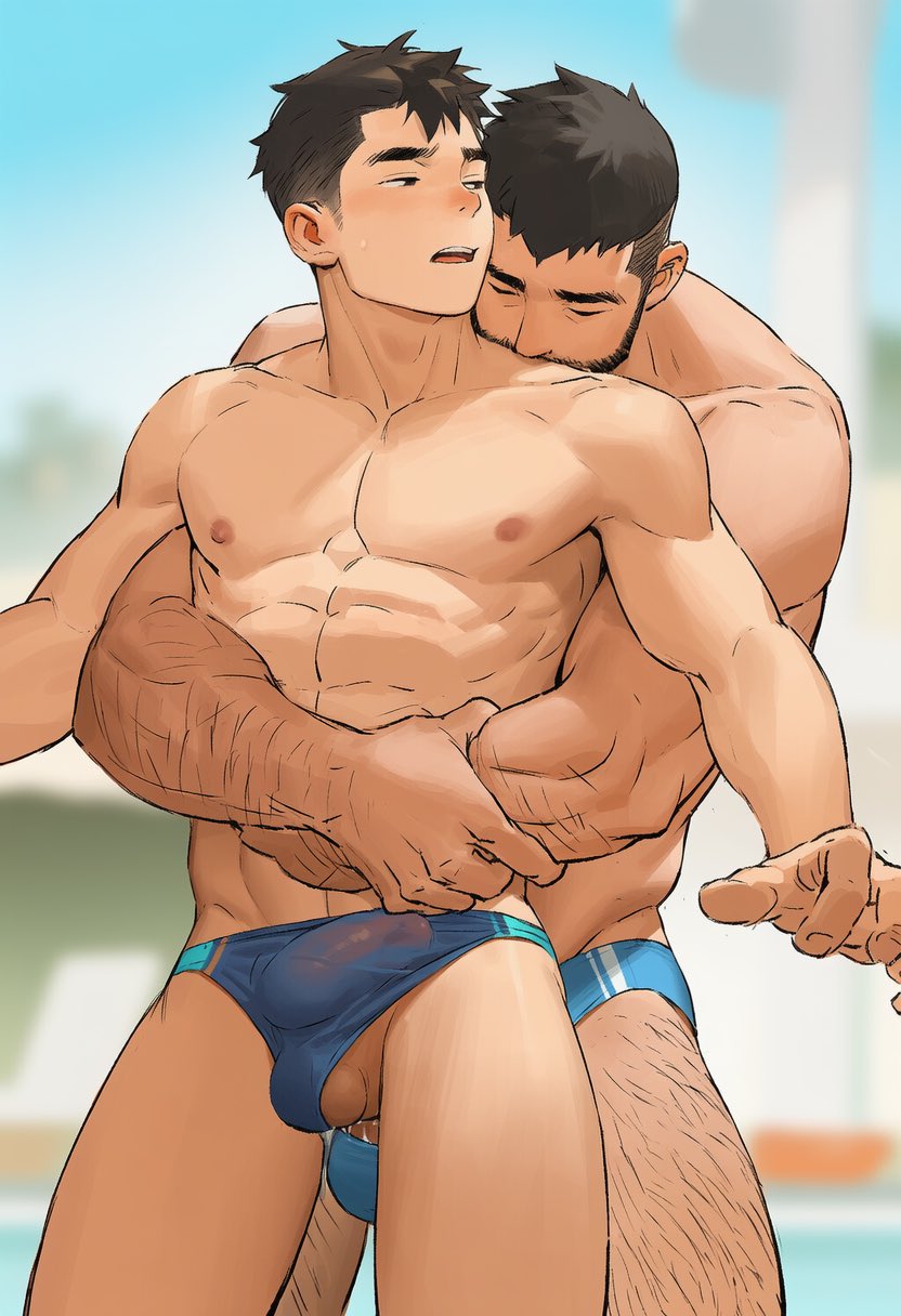 ai generated, bara, ero frog0429, gay, male, male focus, male only, muscular, muscular male, original, original character, yaoi