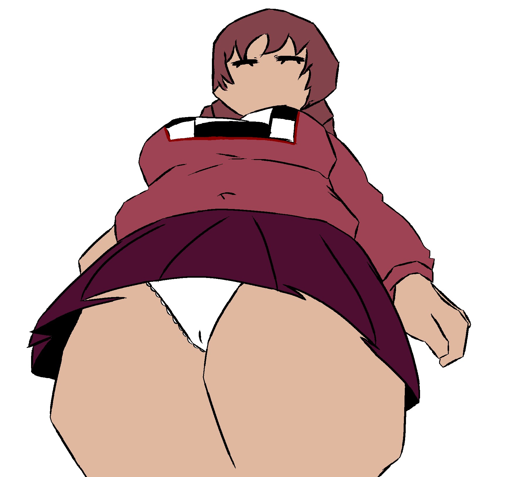 1girls, braids, madotsuki, panties, short skirt, solo, thick thighs, upskirt, vireltsuki, worm's-eye view, yume nikki