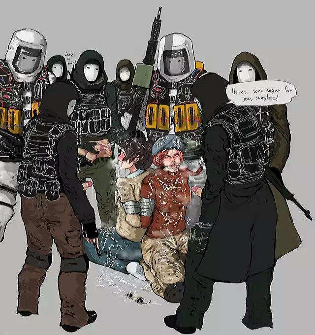 2girls 8boys after_rape ash_(rainbow_six) clothing cum gag gagged group_masturbation hostage hostage_(rainbow_six) penis rainbow_six rainbow_six_siege ring_gag tagme tape_gag tom_clancy white_mask_(rainbow_six) wrongnhoka