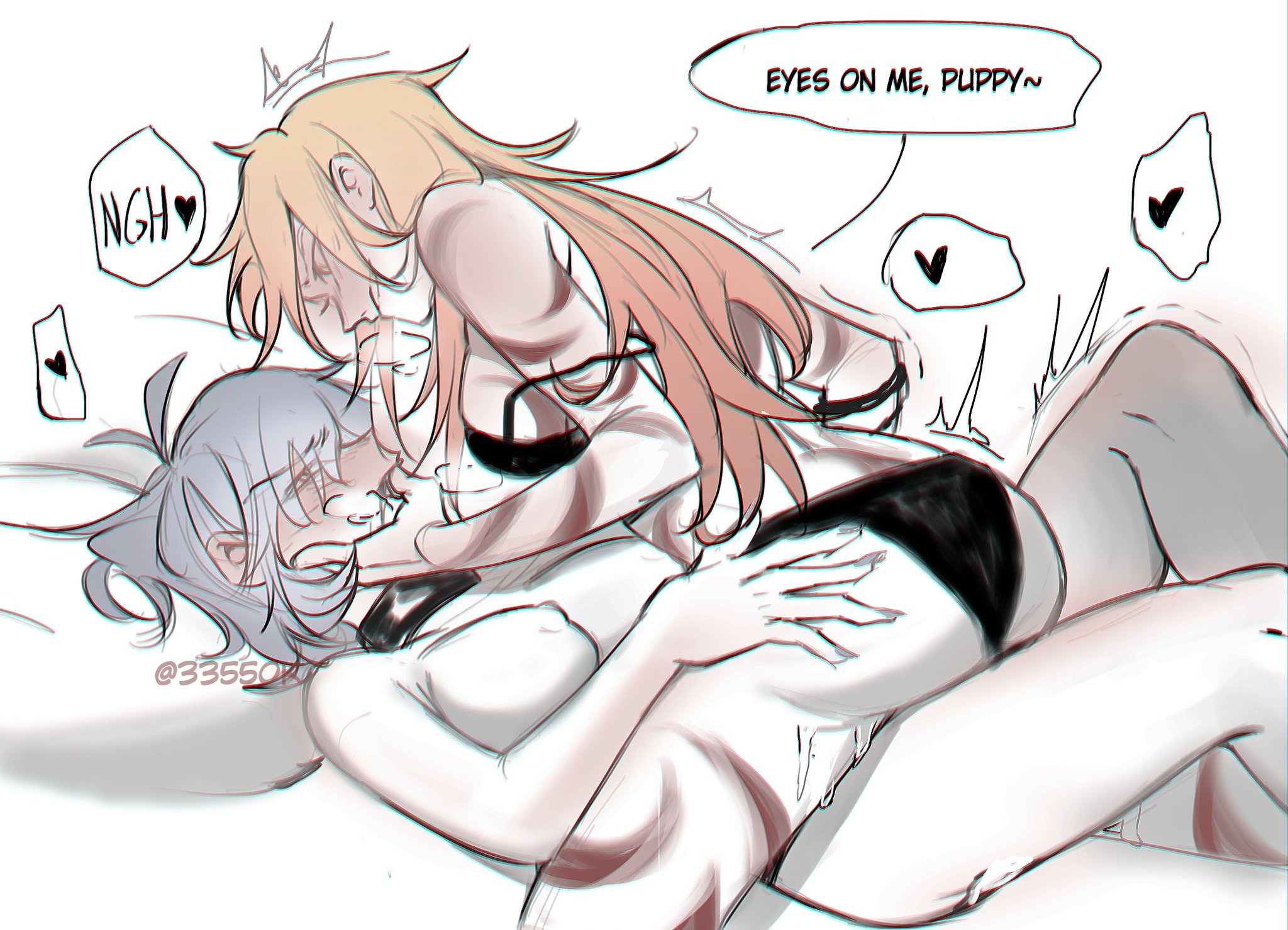 cowgirl position, female, genderswap (mtf), honkai: star rail, lesbian sex, mydei (honkai: star rail), phaidei (honkai: star rail), phainon (honkai: star rail), rule 63, yuri