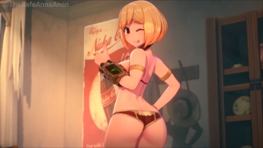 1girls, 3d, 3d model, anna anon, ass, big ass, big breasts, big butt, big thighs, bikini, black underwear, blonde female, blonde hair, blonde-haired female, bomb, bomb collar, bra, breasts, cadaver, cleavage, clothing, collar, curvaceous, curvy, curvy body, curvy female, curvy figure, cute face, electronics, english, explosive, explosive collar, explosives, fallout, fallout (series), fallout 4, fallout new vegas, female, female focus, human, koikatsu, neckwear, no nudity, pale skin, panties, partially clothed female, short hair, smiling, smiling at viewer, solo, thick, thick ass, thick thighs, thumbs up, underwear, underwear only, vault dweller, vault girl, vault meat, weapon